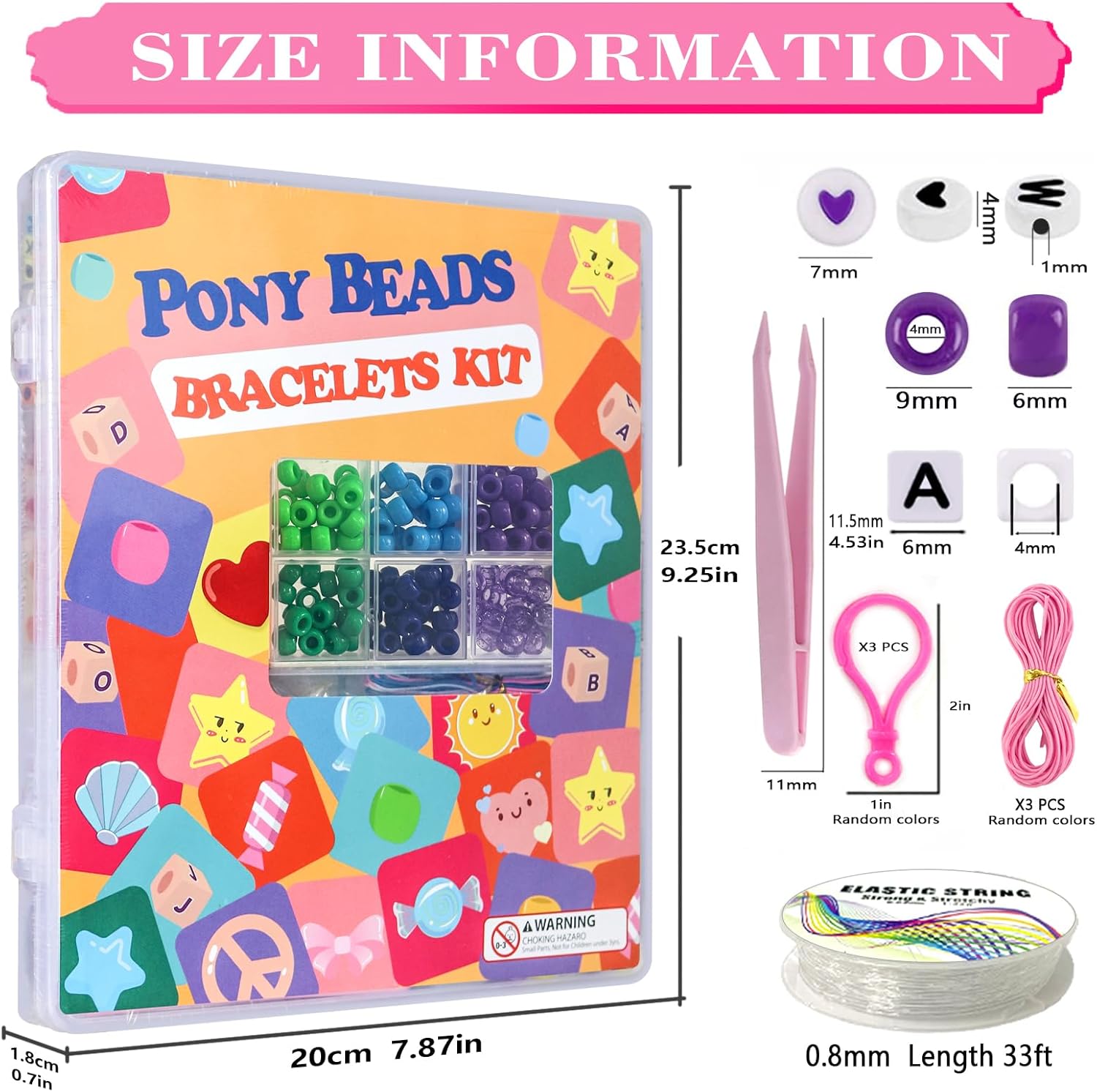 LIS HEGENSA Pony Beads Bulk,Kandi Beads for Necklace Jewelry Making Hair Braiding,Bracelets Making Kits,Hair Bead,Bracelet Plastic Bead for Crafts Braids Girls(24 Color,1000PCS)