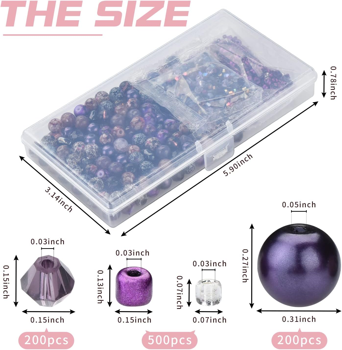 Alternative view of 900pcs Glass Craft Beads for Bracelet Making Kit, Include Assorted Round/Bicone/Seed/Rock Beads and Teardrop Pendant for Jewelry Making, Necklace, Art, Designer Charms