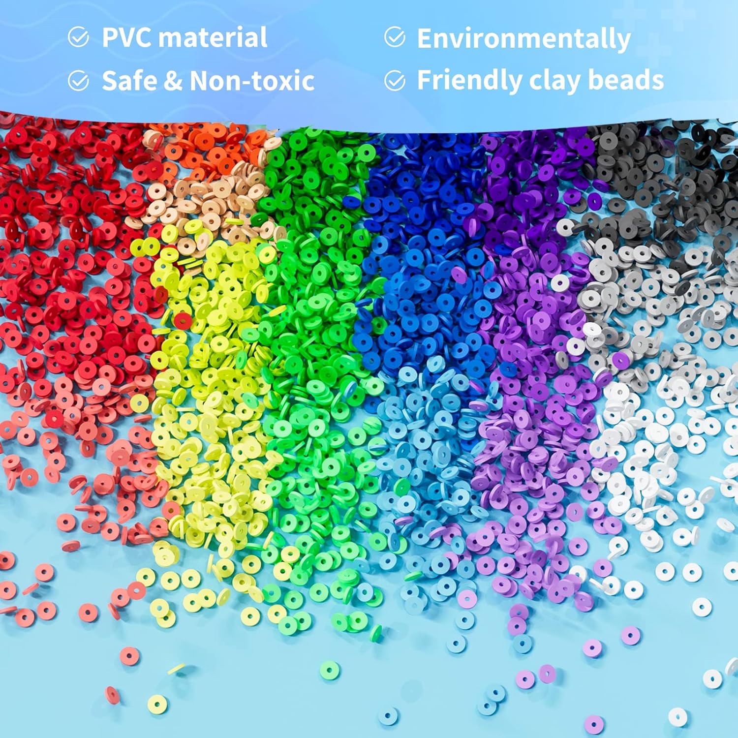 ARTDOT 10982 PCS Clay Beads for Friendship Bracelets Making Kit, 48 Rainbow Colors Jewelry Making Supplies Heishi Beads with Elastic String and Organizer Gifts - Image 3