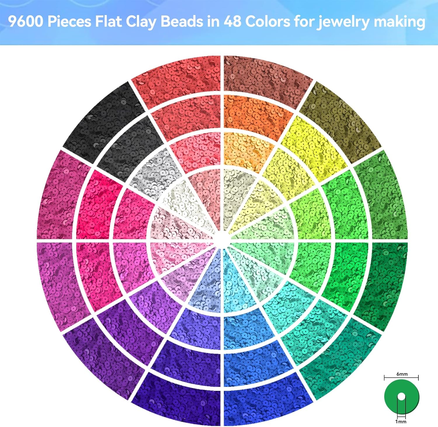 ARTDOT 10982 PCS Clay Beads for Friendship Bracelets Making Kit, 48 Rainbow Colors Jewelry Making Supplies Heishi Beads with Elastic String and Organizer Gifts - Image 4