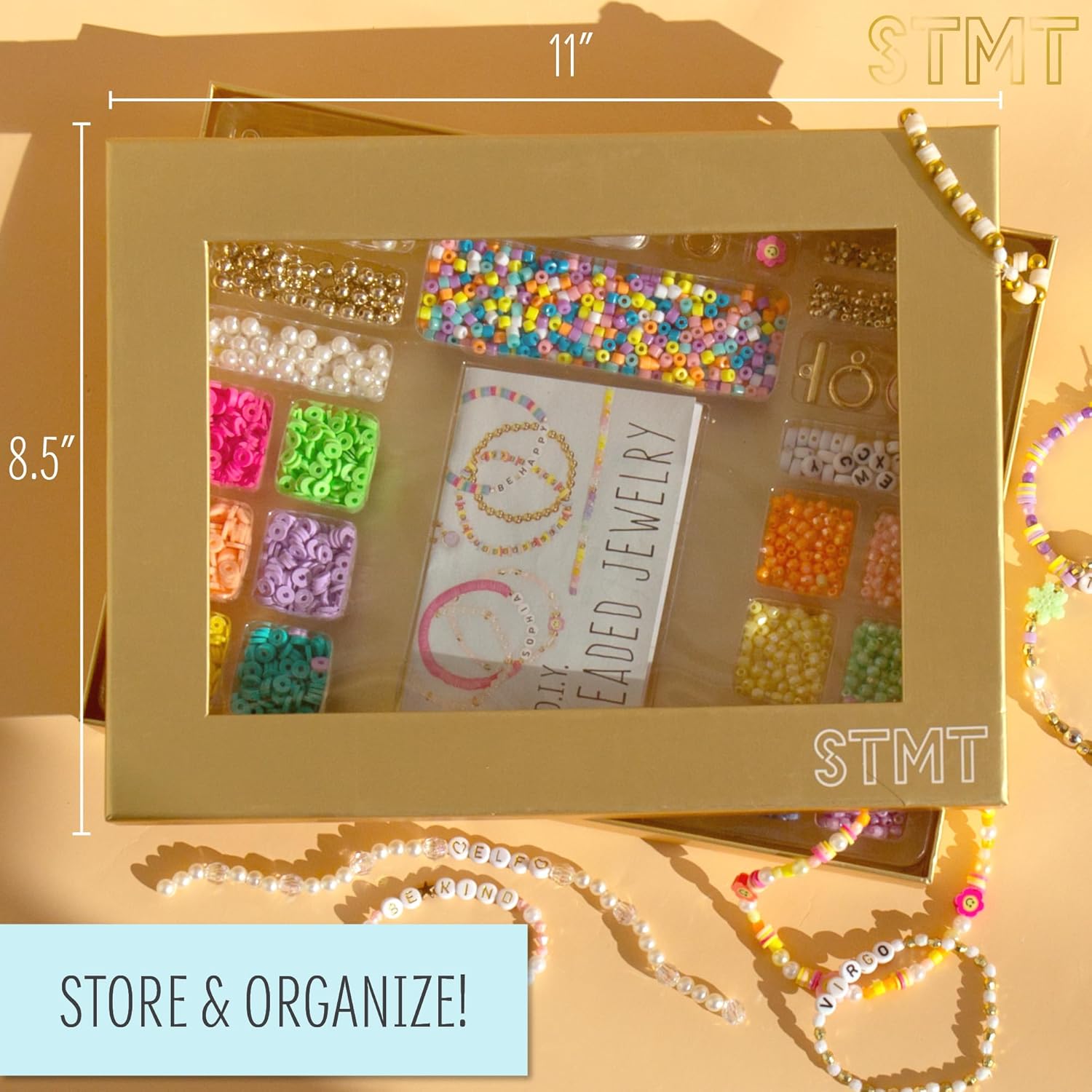 STMT DIY Beaded Jewelry Kit - Makes 15 Premium Pieces, Includes Bracelet Making Supplies, Letter Beads, Enameled Charms, Great Teen Girl Gifts
