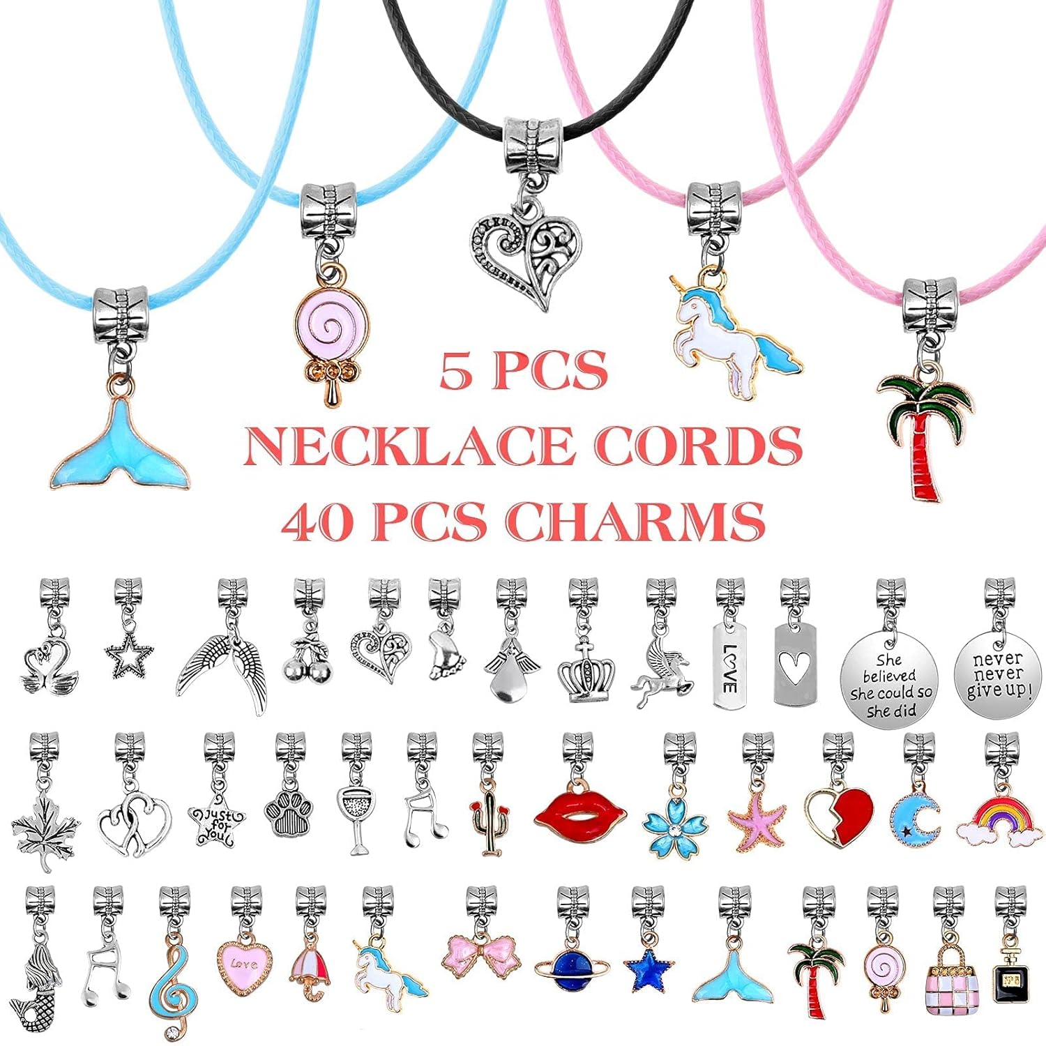 Alternative view of Mckanti 150 Pieces Mixed-Style Jewelry Making Kit, DIY Charm Bracelet & Necklace Craft Set with Beads, Pendants and Chains for Creative Handmade Accessories