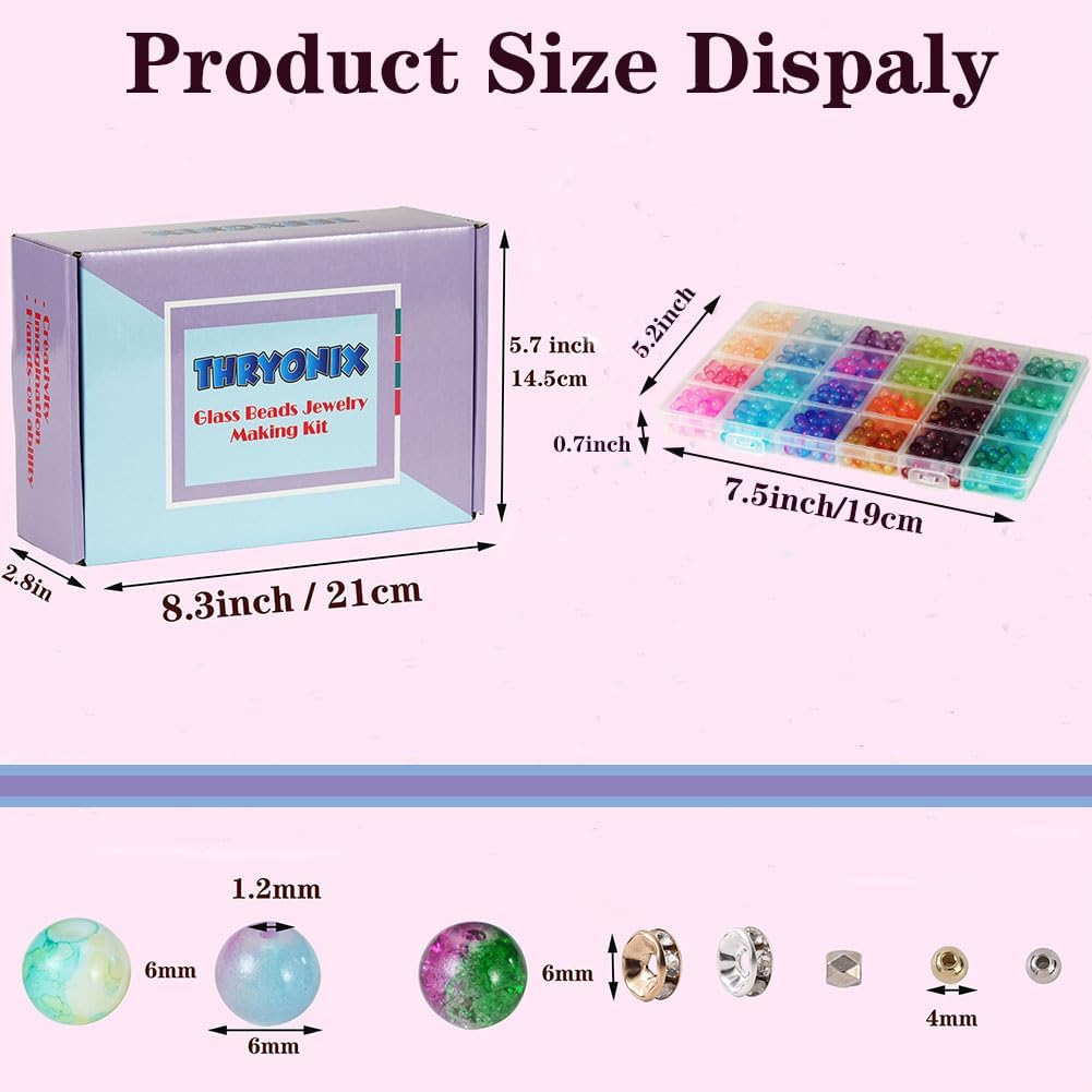 Alternative view of 3000pcs 6mm Glass Beads DIY Craft Kit - Beads Bracelet Kit, DIY Beads Jewelry Kit, 72 Color Box Vibrant Beaded Supplies for Jewelry Making, Necklace Bracelet Crafting, String Art & Home Decor