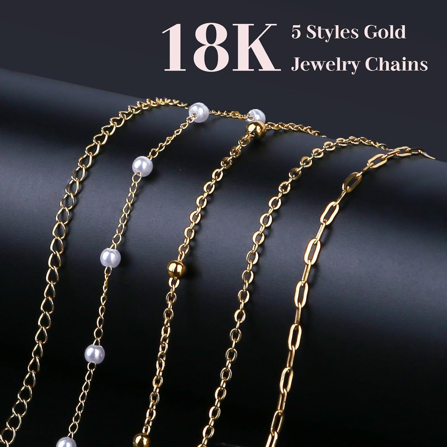 Ecoofor 18K Gold Jewelry Making Kit with Gift Box - 16.6ft 5 Rolls DIY Bracelet & Necklace Chains with 136 Pendants, Jump Rings, Lobster Clasps, Jewelry Pliers & Charm Making Kit, Christmas Gift