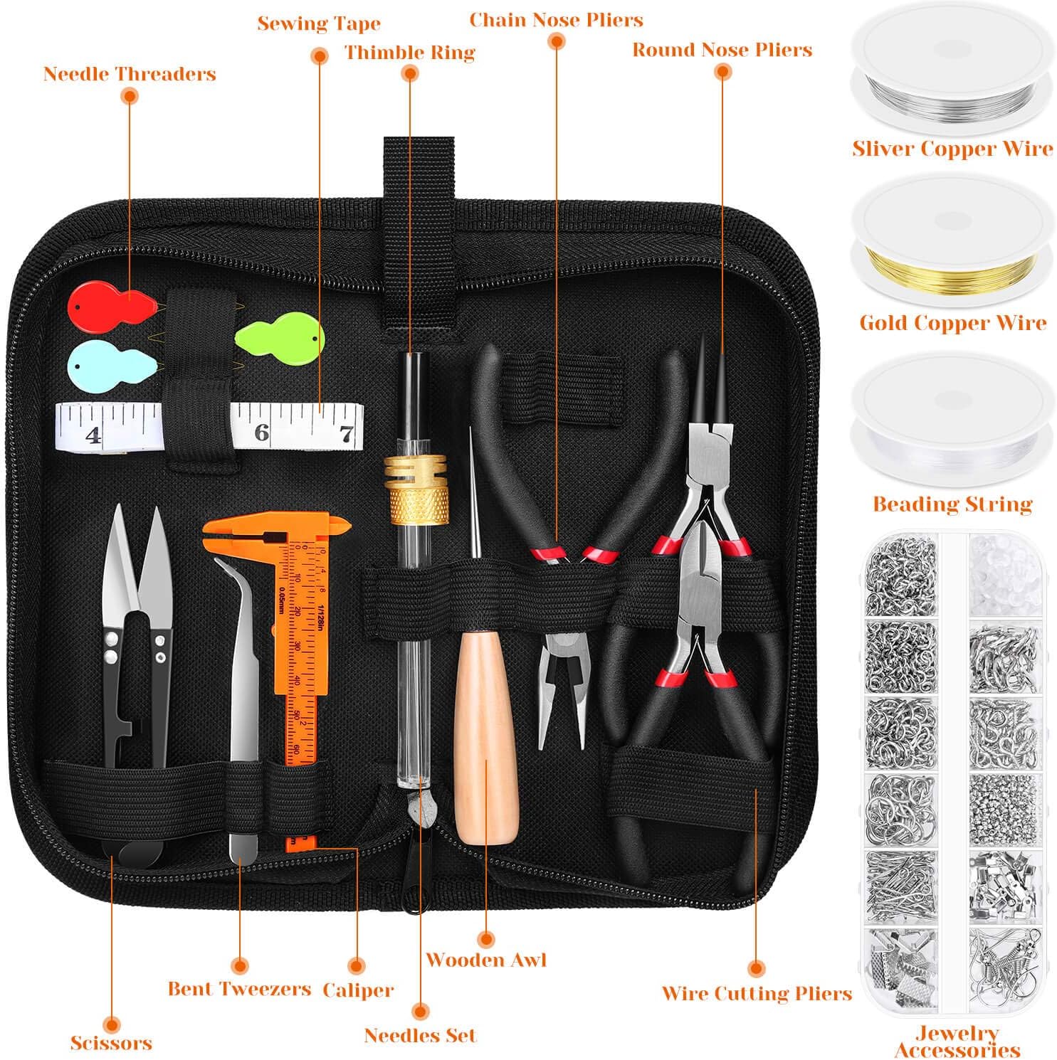 Audab Jewelry Making Kit with Tools, Wires, Charms and Findings for Jewelry Making and Repair