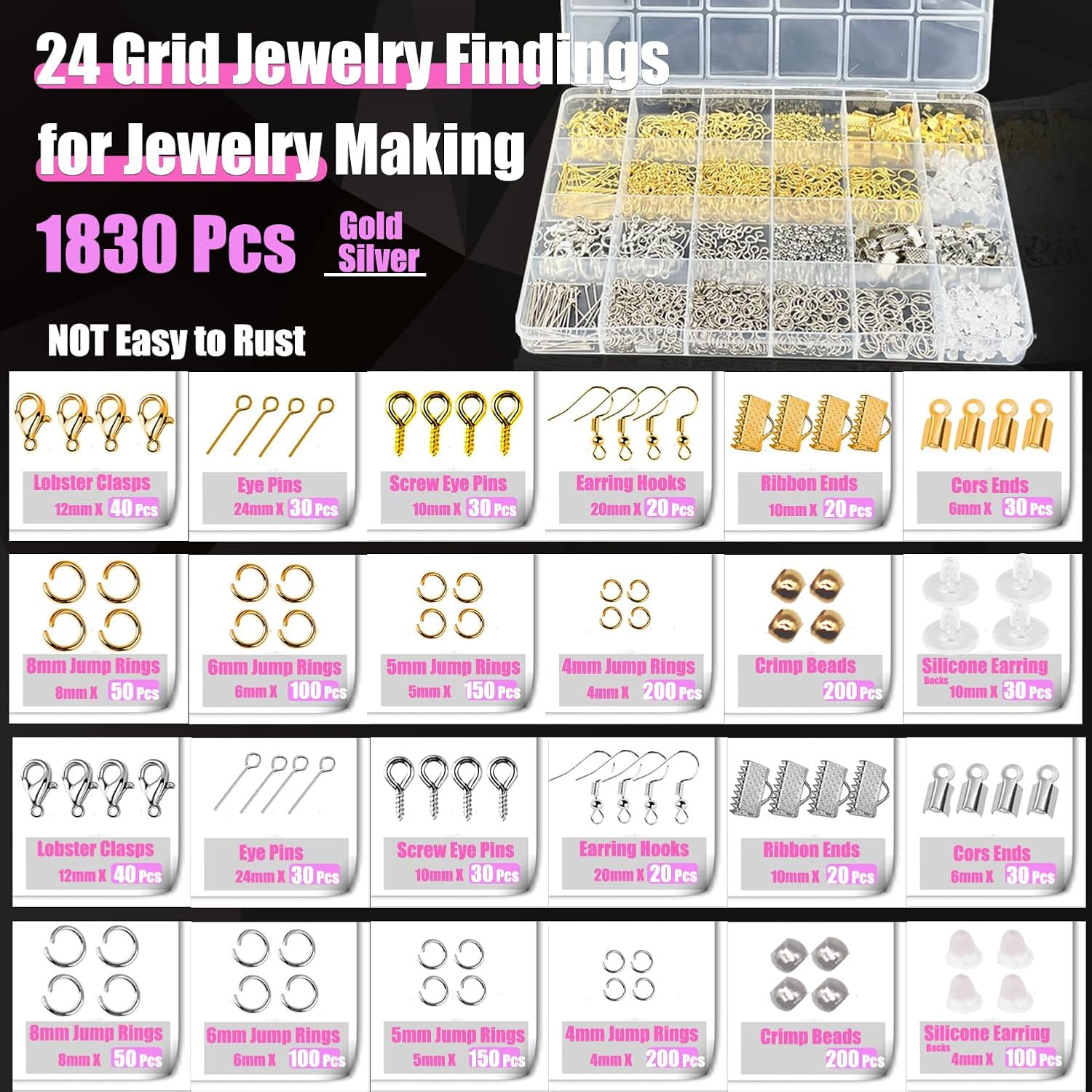 Alternative view of MONVICT Jewelry Making Supplies Kit with Jewelry Making Tools, Findings, Necklace Chain, Jewelry Wires, Adjustable Magnifier, Carry Bag, Meet All The Needs of Jewelry Making, Repair, Beading