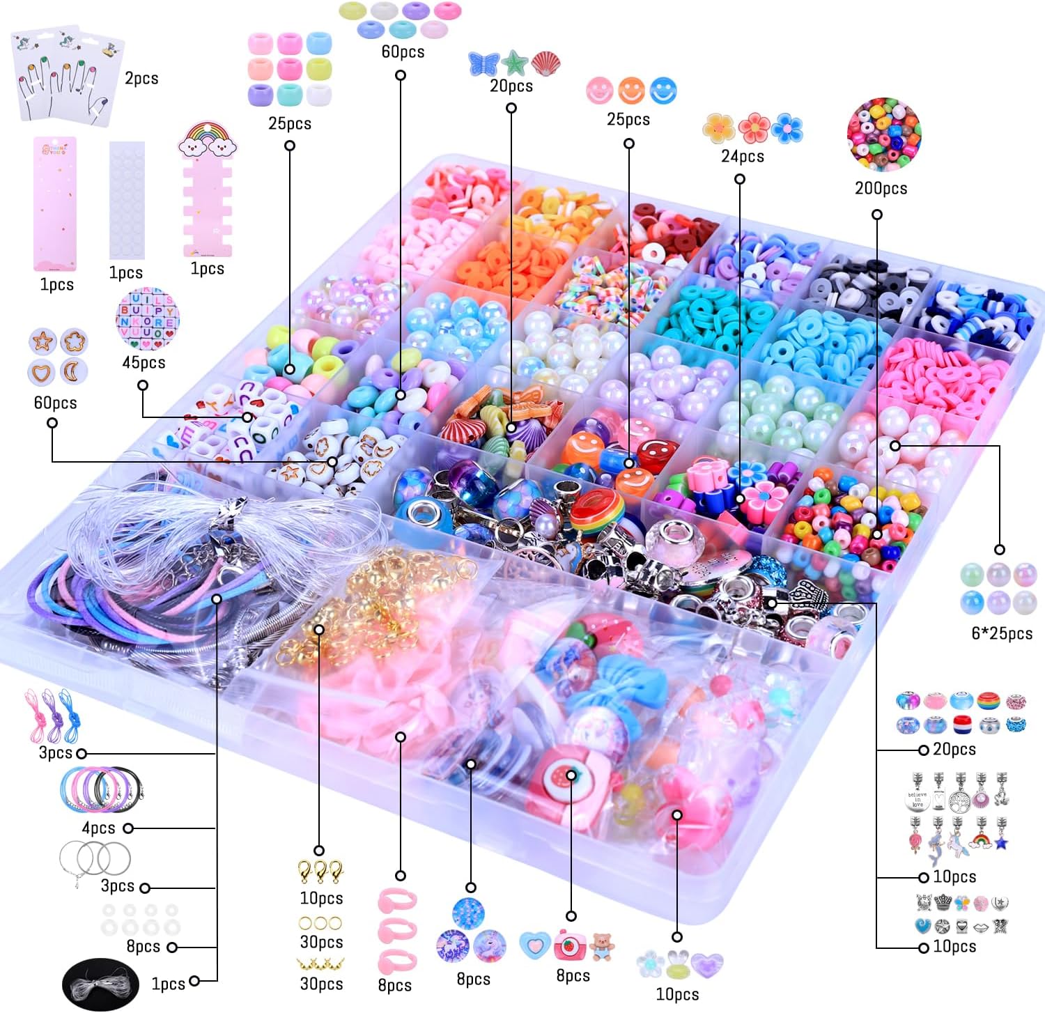 Alternative view of AIPRIDY 3200 Pcs Girls Toys Bracelet Making Kit, Unicorn/Mermaid Clay Beads Jewelry Activity Kit, DIY Crafts Birthday Christmas Gifts for Girls Ages 5 6 7 8 9 10 11 12 Years Old (Sapphire Blue)