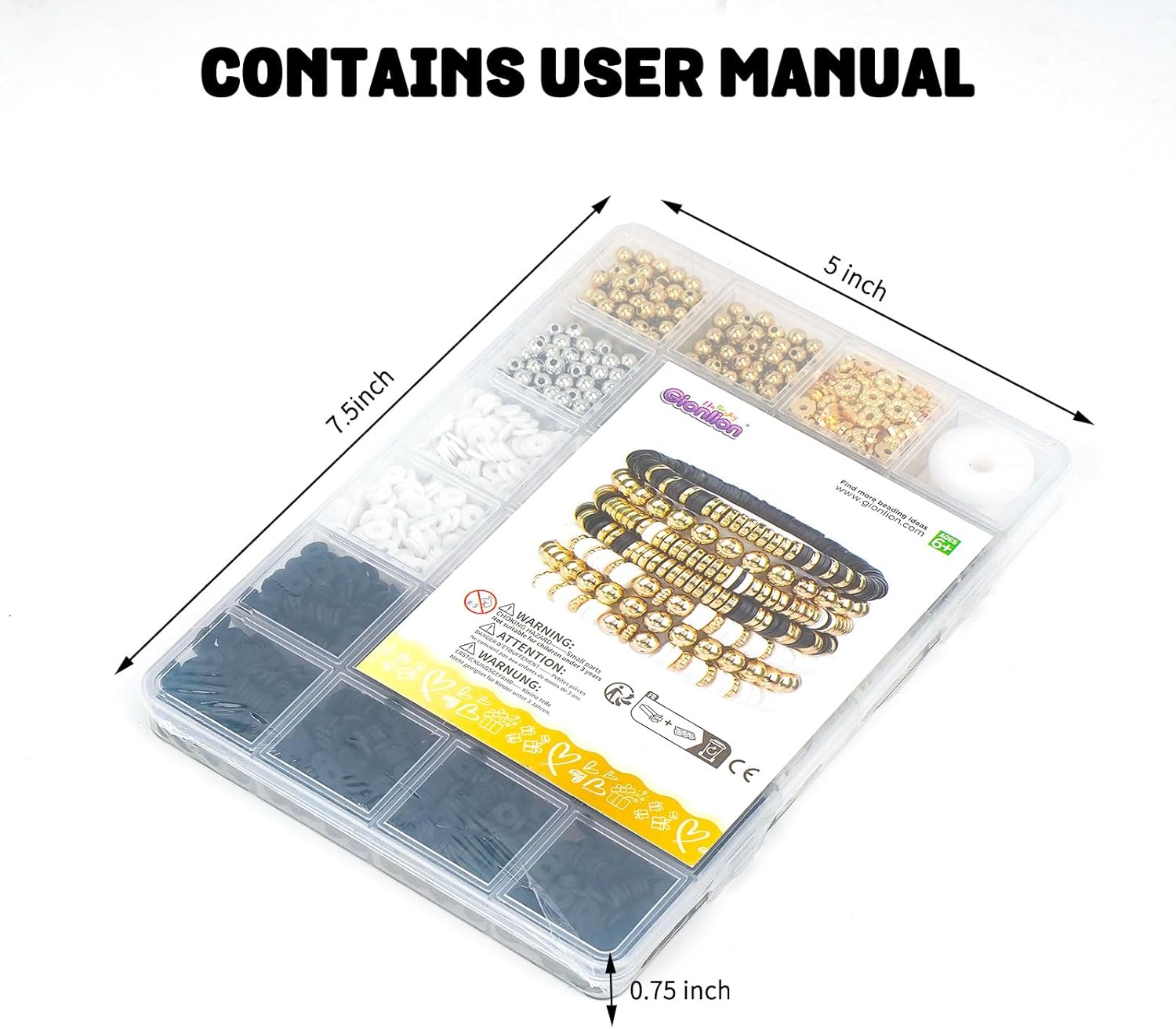 Gionlion 3000 Pcs Clay Beads Bracelets for Women Adults, Bracelet Making kit Golden Beads for Jewelry Making, Charms Bracelet Kit DIY Arts and Crafts Birthday Valentines Day Gifts