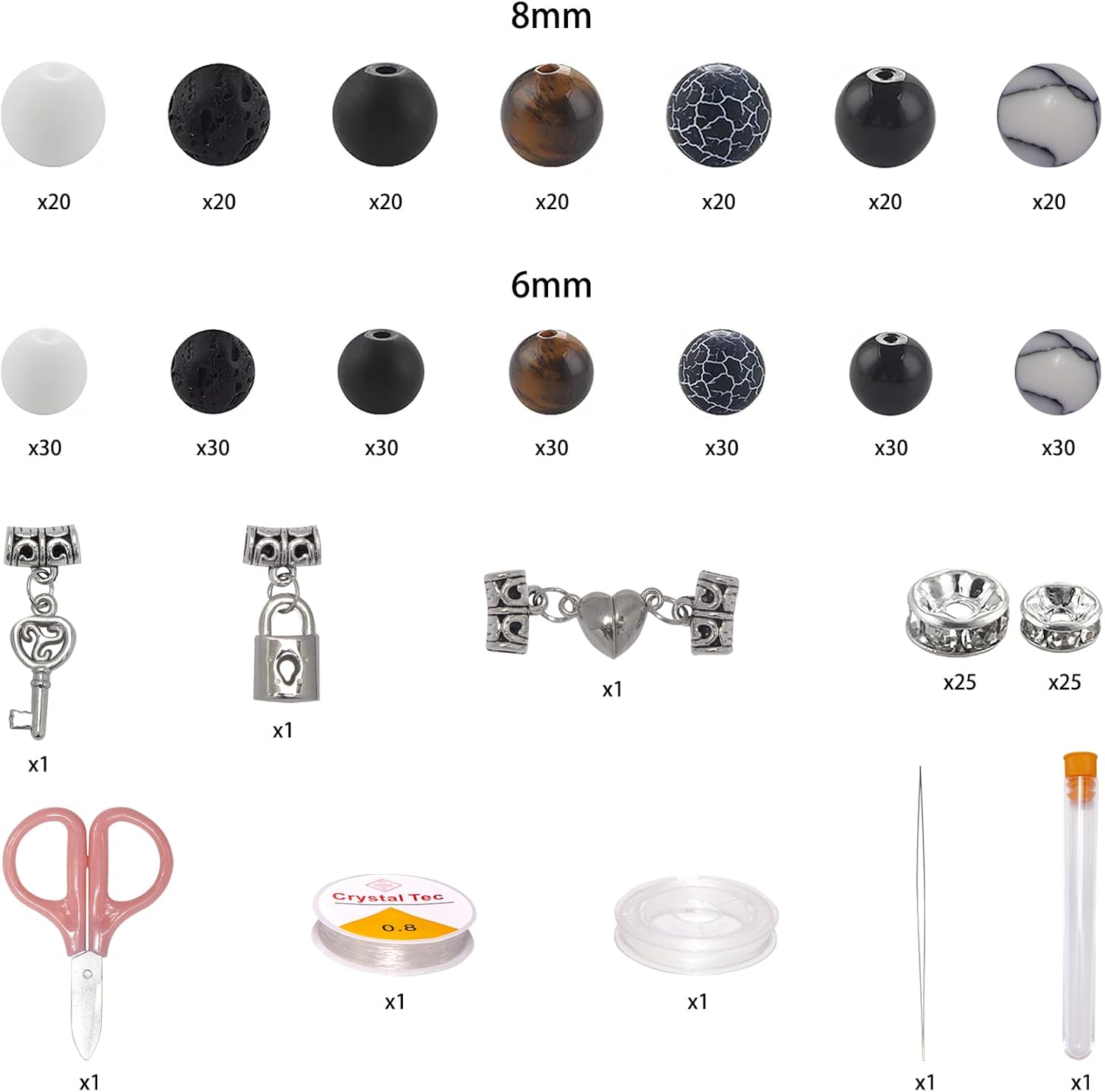 Mchruie Stone Beads for Jewelry Making, Charm Bracelet Making Kit, 450Pcs Beads for Bracelets Making Kit DIY Magnetic Bracelets for Couples Lovers