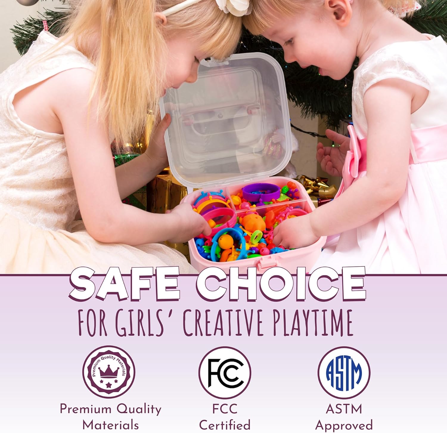 Orian Pop Beads Jewelry Kit for Girls u2013 550+ Colorful Snap Beads to Create Bracelets, Necklaces & Rings, Fun DIY Set with Unicorn Gift Bag, Ages 3+ - Image 5