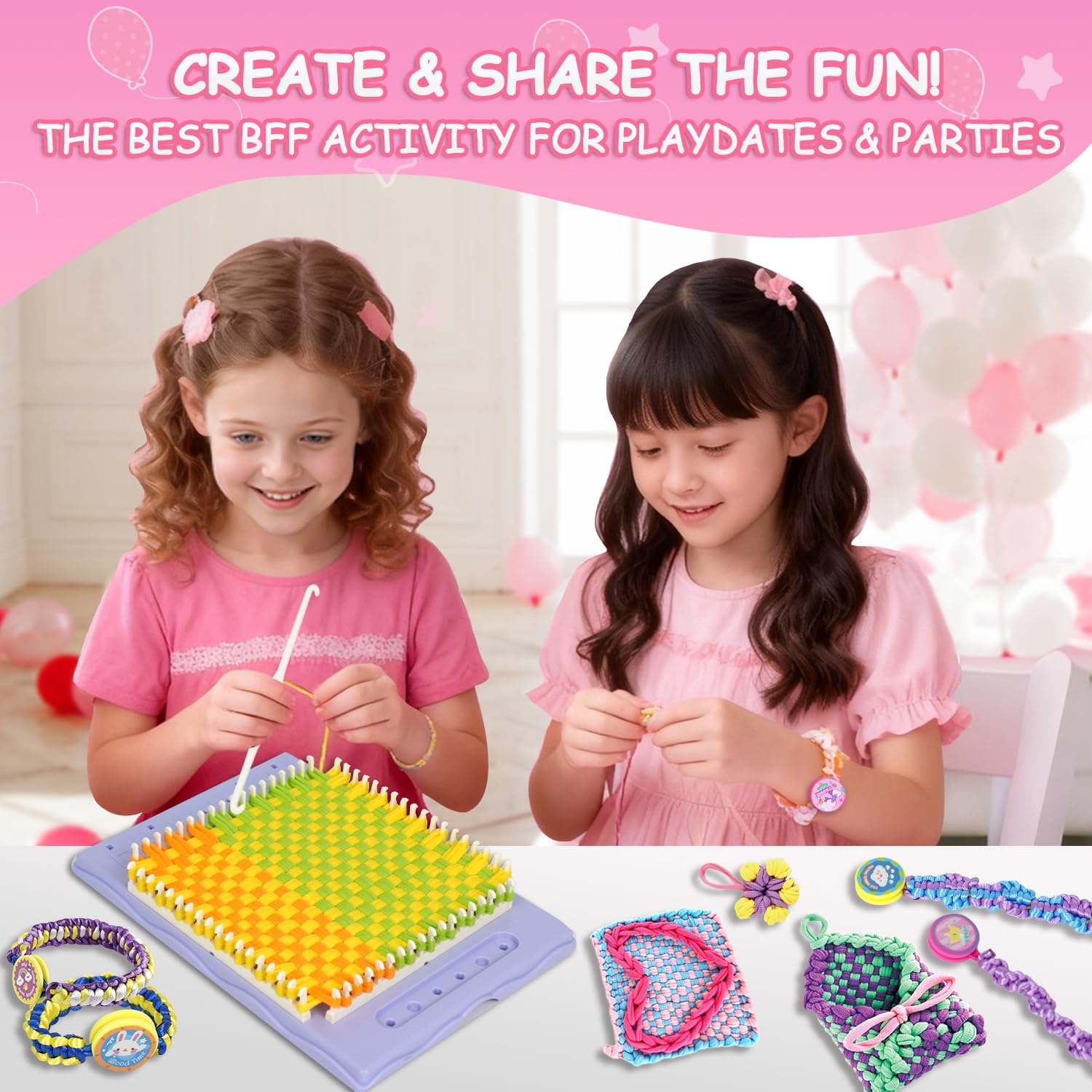 Alternative view of Friendship Bracelet Making Kit Toys Girls for Gifts Age 8 Year+,Quick Maker DIY Arts and Crafts Toys Kits,Best Every for 6-12 Year Girls Christmas, Birthdays Gifts (Pink)