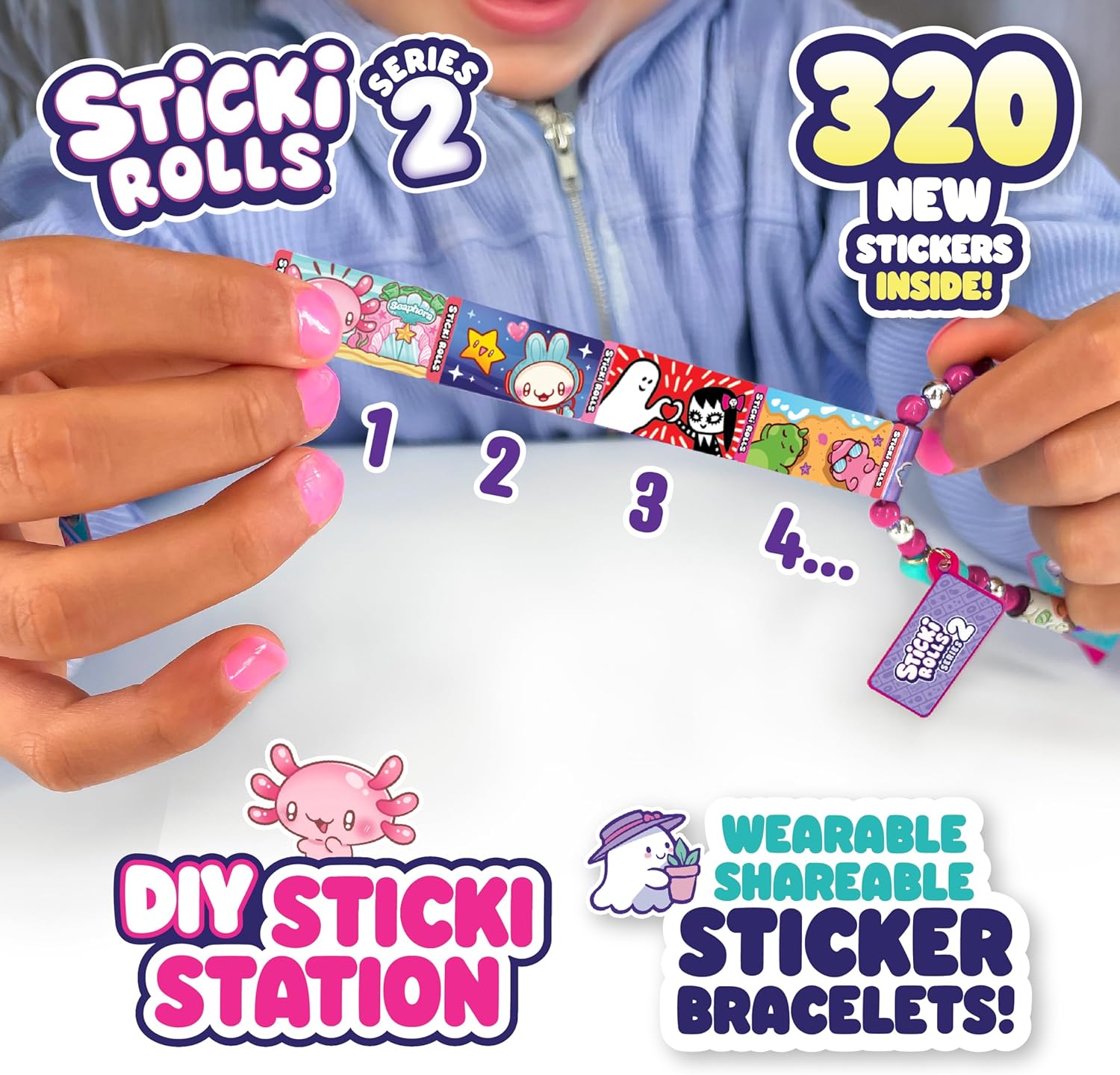 Alternative view of Sky Castle STICKI Rolls Sticki Station - The Original Wearable Shareable Sticker Jewelry Kit | Includes 320 Mini Stickers | Builds 6 Bracelets & 2 Necklaces | Over 1000 Designs to Collect! (Series 2)