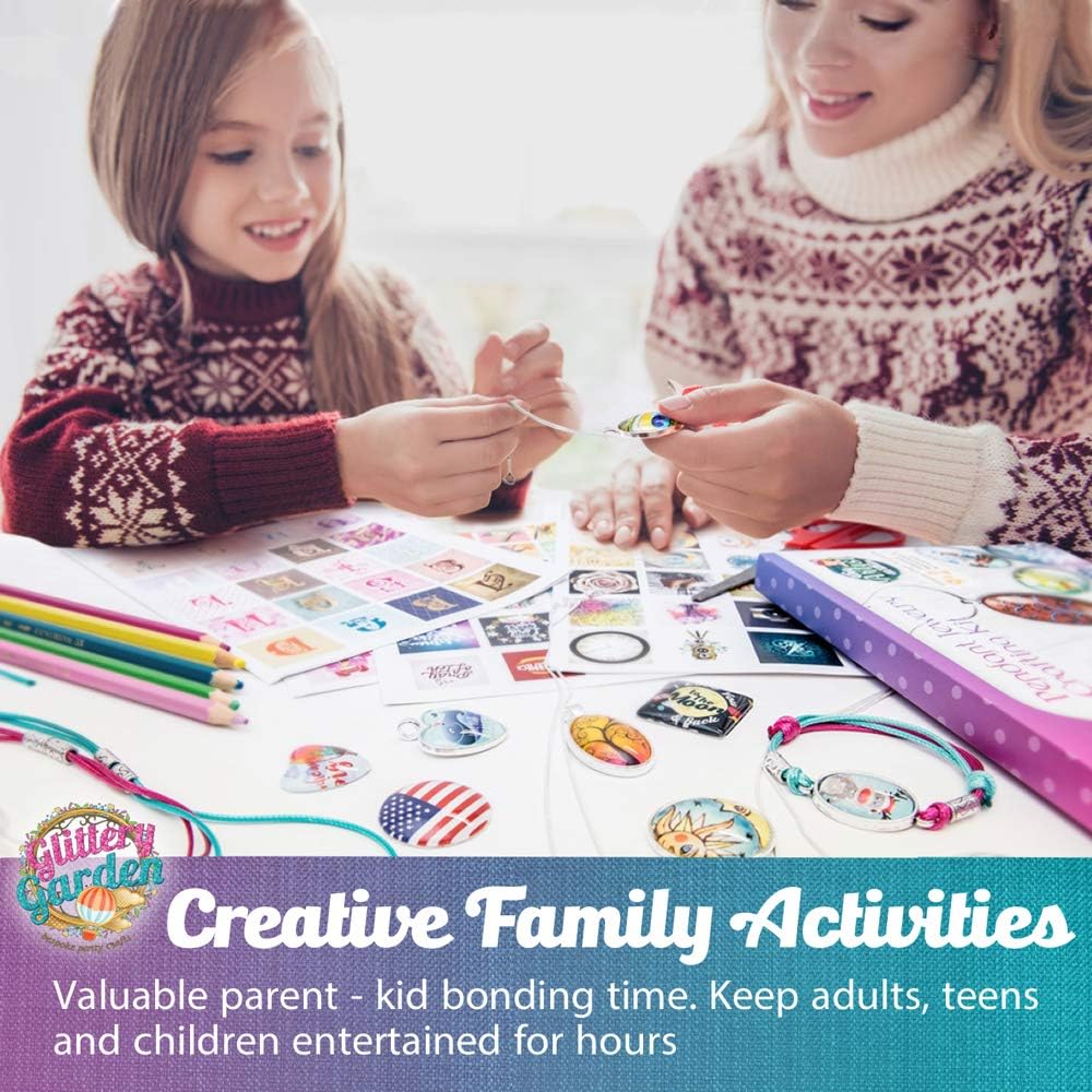 Alternative view of Glittery Garden Girls Jewelry Making Kit. Best Necklace Pendant & Bracelet Crafting Set with Glass Beads & Charms. Fashion Accessories, Arts Crafts Supplies. Birthday Gift