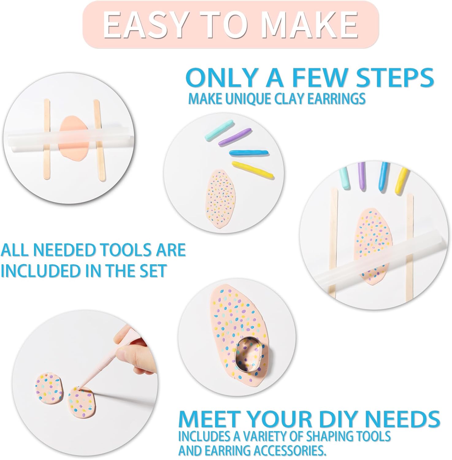 Patemby 183PCS Polymer Clay Earring Making Kit for Art Crafts Gifts Teen Girls and Adults, Ages 8-12 Year Old DIY Polymer Clay Earring Jewelry Craft Making Gift Set - Image 4