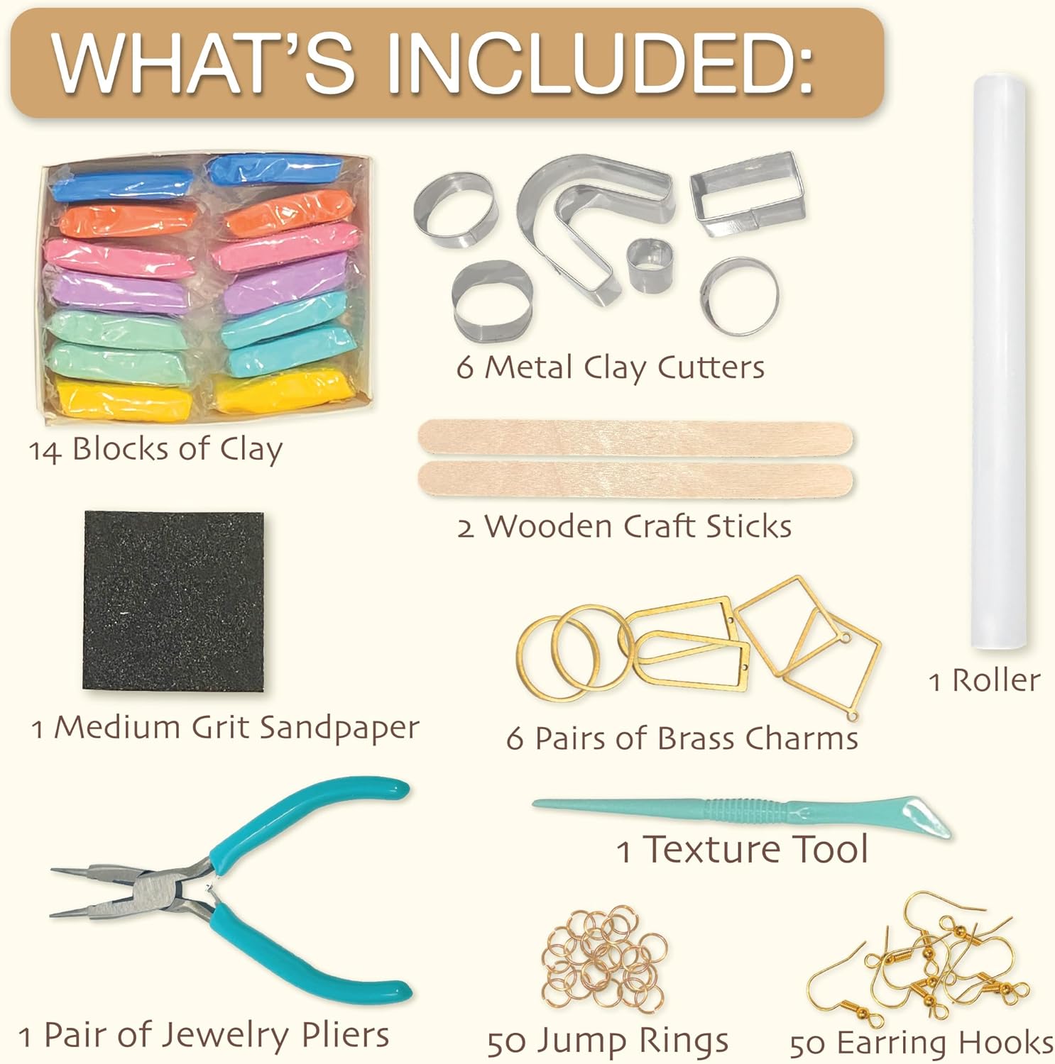 JOiFULi 132 Pc- Complete DIY Friendship Craft Set for Teens, Ages 12+ Aesthetic Polymer Clay Earring Jewelry Craft Making Set