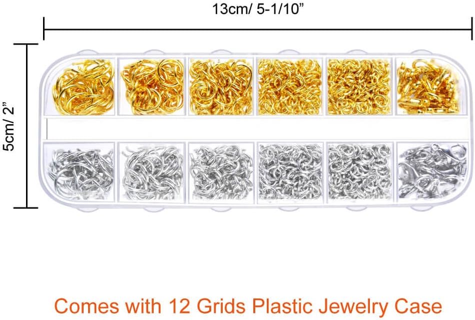 Alternative view of Paxcoo 1200Pcs Open Jump Rings and Lobster Clasps Jewelry Findings Kit with Pliers for Jewelry Making (Silver and Gold)