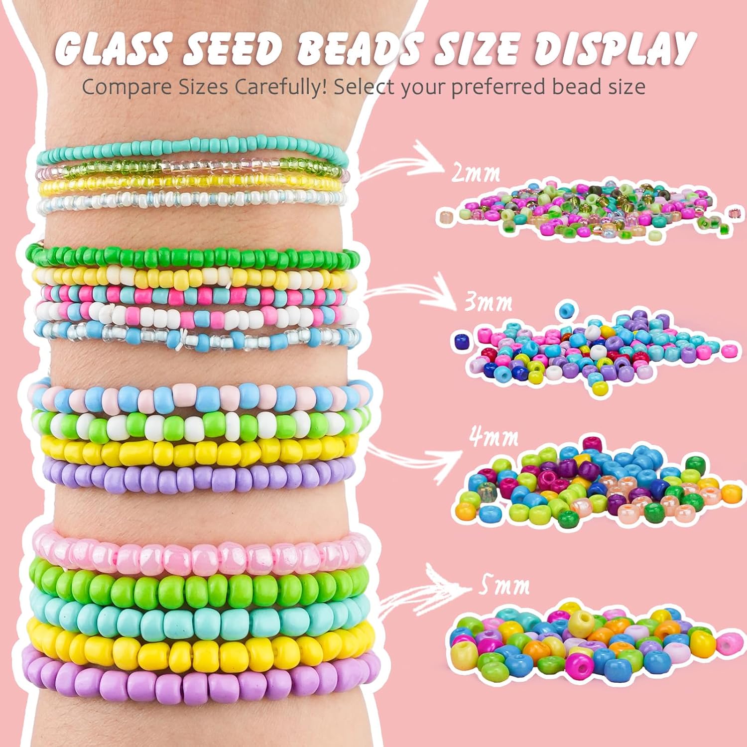Alternative view of Friendship Bracelet Kit 3mm Seed Beads, 30000 Pcs 8/0 96 Colors Small Glass Beads Embroidery Kit with Letter Bead Charms for Jewelry Making Gifts Necklaces Waist Beads DIY Arts and Crafts for Adults