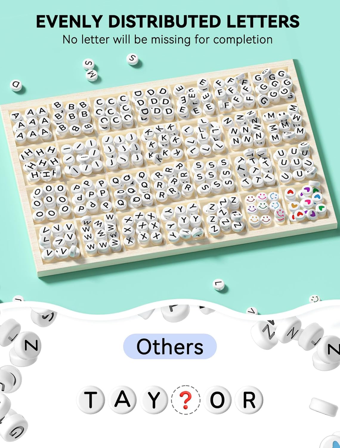 Alternative view of ARTDOT 800 Pieces Assorted Letter Beads for Friendship Bracelets Making Kit, 28 Styles Jewelry Making Supplies Alphabet Beads Set Preppy Crafts Art