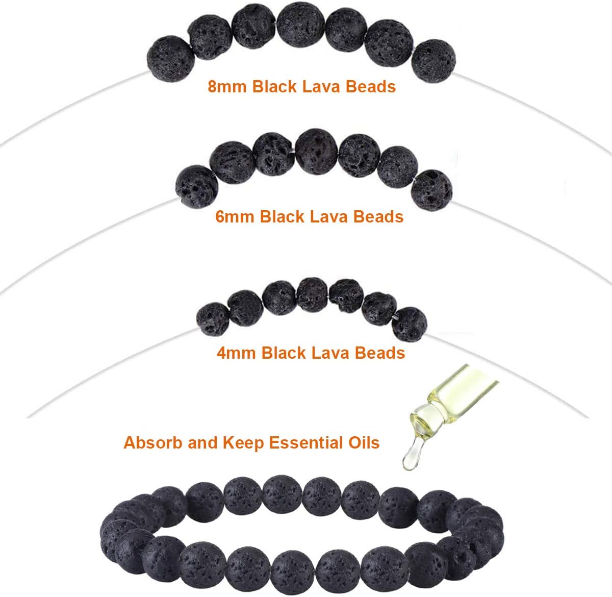 Alternative view of EuTengHao 602Pcs Lava Beads Stone Kits with 8mm Chakra Beads and Spacers Beads Bracelet Elastic String for Diffuse Essential Oils Adult DIY Jewelry Making Supplies