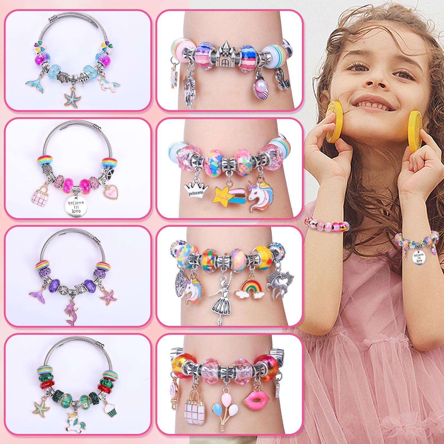 Alternative view of VICTLOV Charm Bracelet Making Kit, DIY Craft for Girls, Unicorn/Mermaid Crafts Gifts Set for Arts and Crafts for Girls Teens Ages 5-12