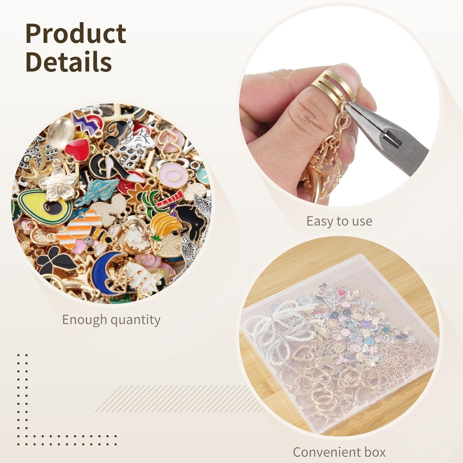 Alternative view of OMISTAR 544 Pcs Keychain Making Kit, Including 24 Keychains, 198 Charms and Pliers, 30 Extender Chains, Colorful Beads, Enamel Pendants for DIY Crafts, Jewelry Making