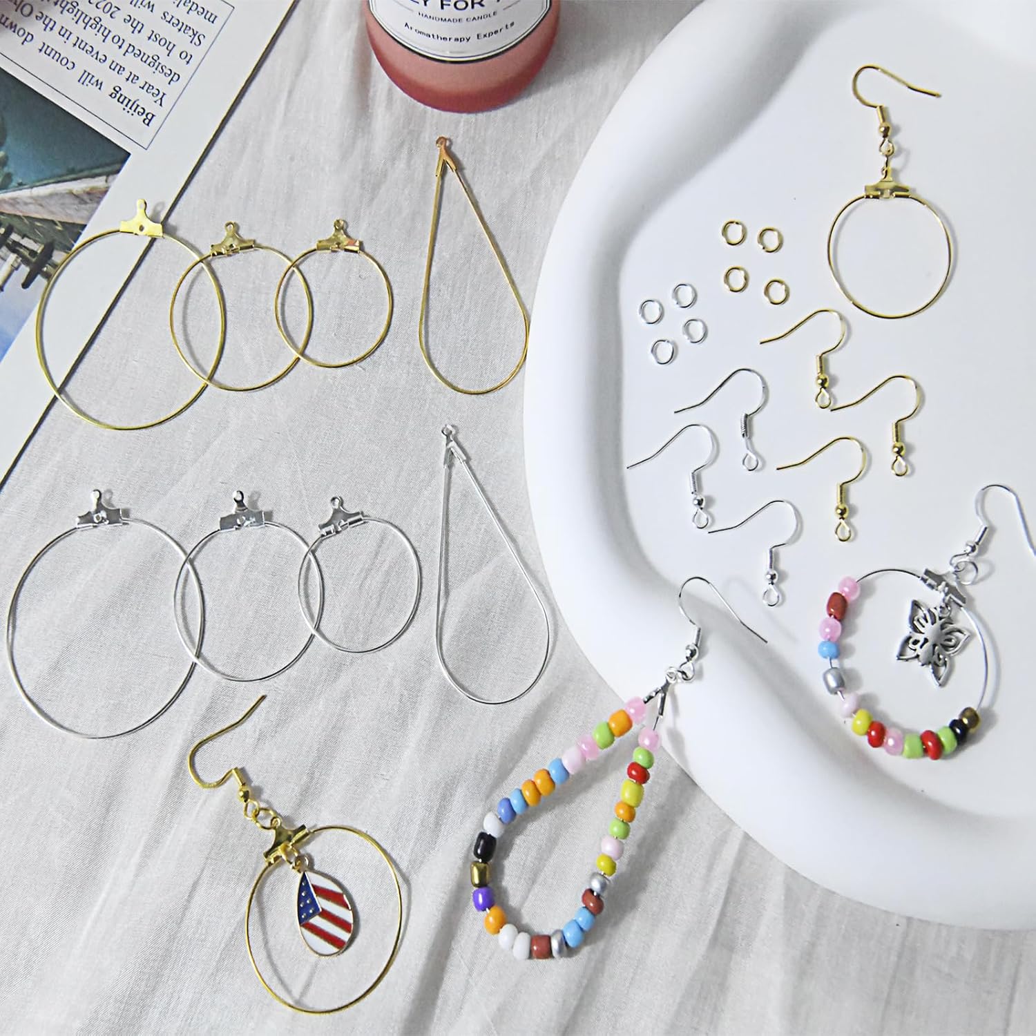 Alternative view of XKCWXY 483Pcs Earring Making Kit with Beading Hoop Earring Finding Component Accessories,Earring Hooks,Jump Rings,Earring Backs for Jewelry Making DIY Craft