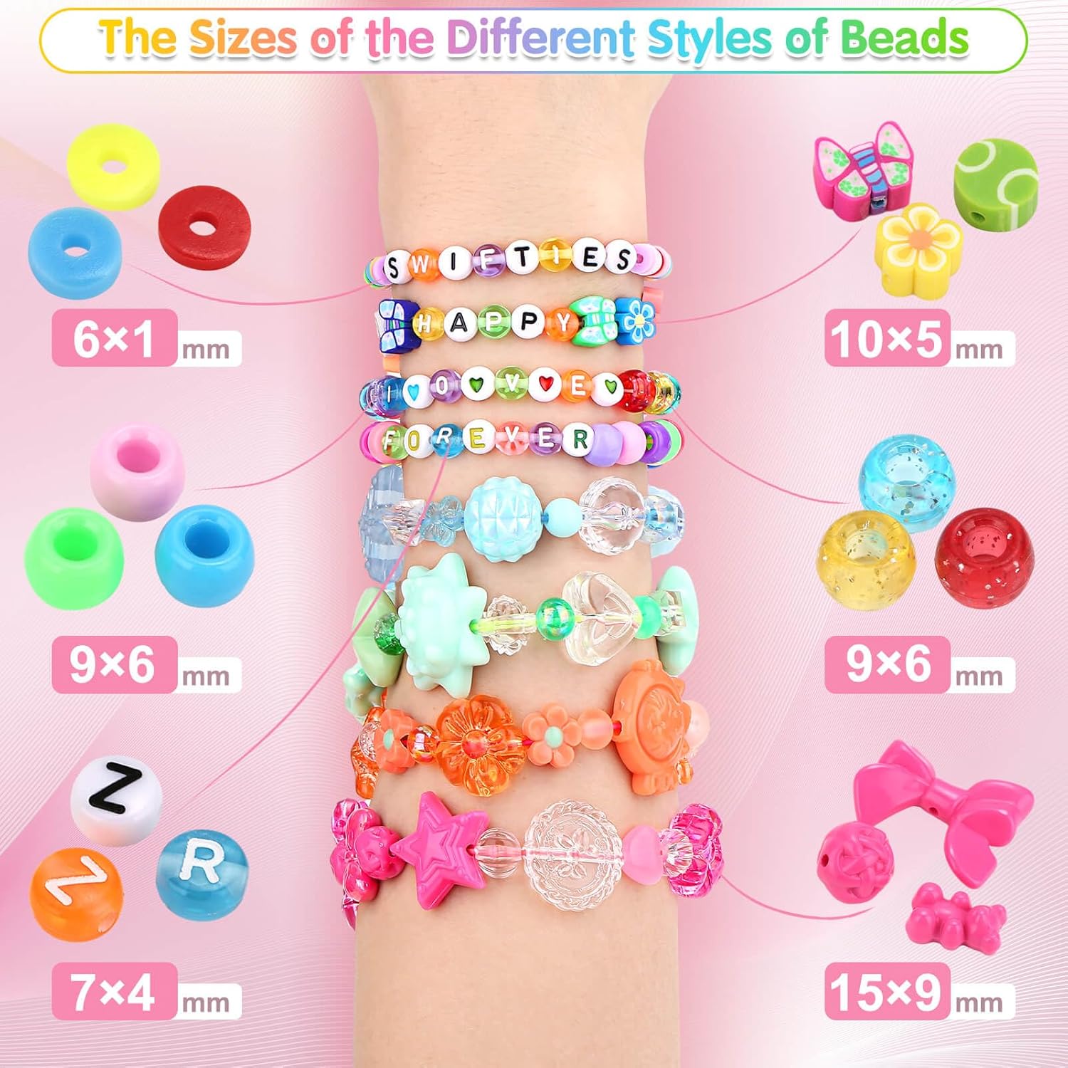 3123Pcs Assorted Acrylic Beads Kit for DIY Bracelets Making with Cute Candy Butterfly Flower Heart Kawaii Color Bead Charms for Creativity Fun Jewelry Craft Aesthetic to Make Necklaces Keychains - Image 3