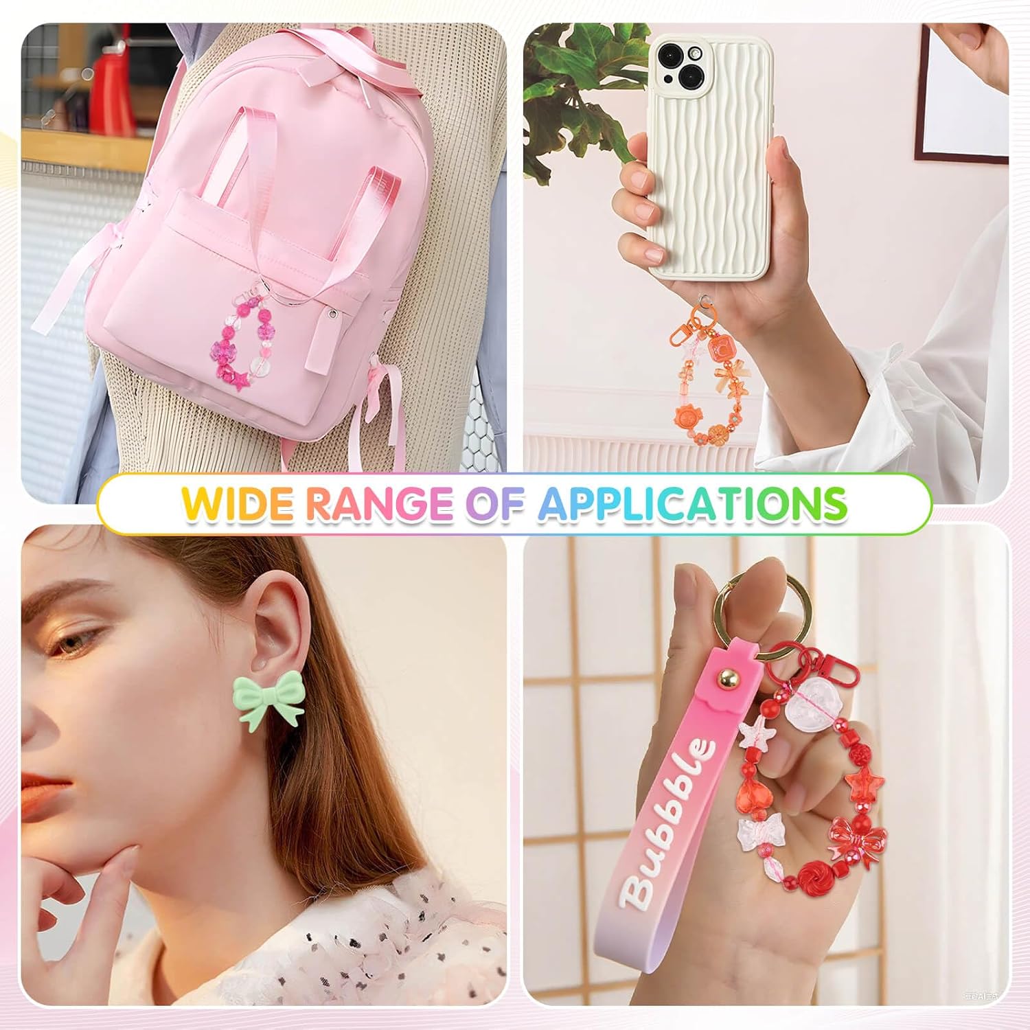 3123Pcs Assorted Acrylic Beads Kit for DIY Bracelets Making with Cute Candy Butterfly Flower Heart Kawaii Color Bead Charms for Creativity Fun Jewelry Craft Aesthetic to Make Necklaces Keychains - Image 5