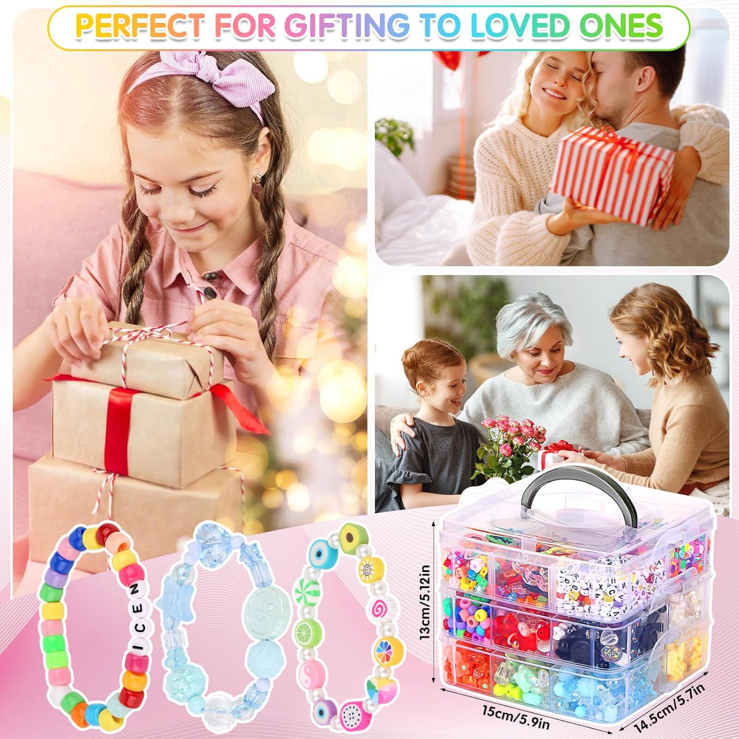 3123Pcs Assorted Acrylic Beads Kit for DIY Bracelets Making with Cute Candy Butterfly Flower Heart Kawaii Color Bead Charms for Creativity Fun Jewelry Craft Aesthetic to Make Necklaces Keychains - Image 6