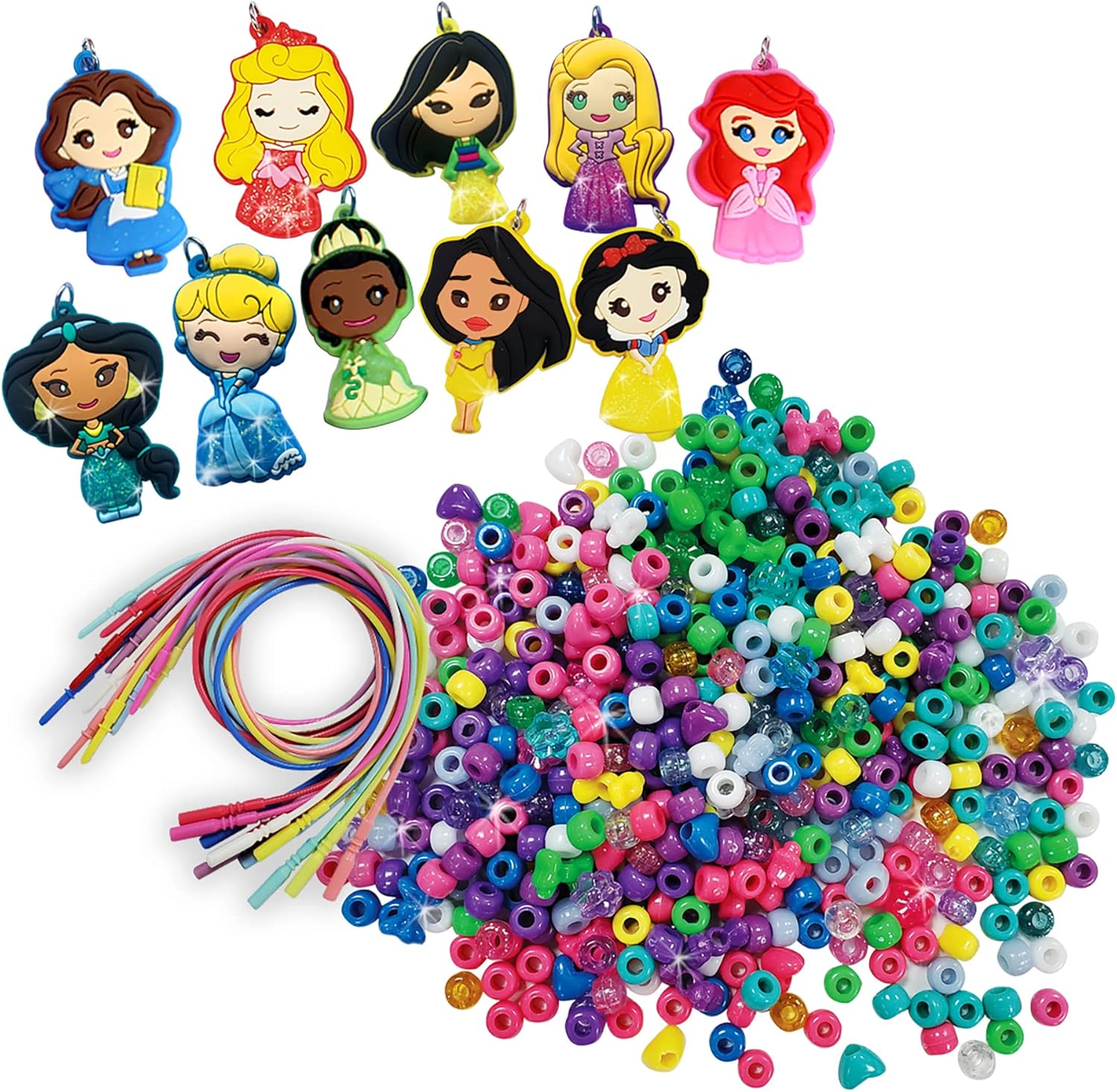Disney Princess Deluxe Necklace Activity Case – Jewelry Making Kit with Beads, Charms & Strings – Create Custom Princess Necklaces – Craft Gift for Girls Ages 3+ – Portable Storage Case Included