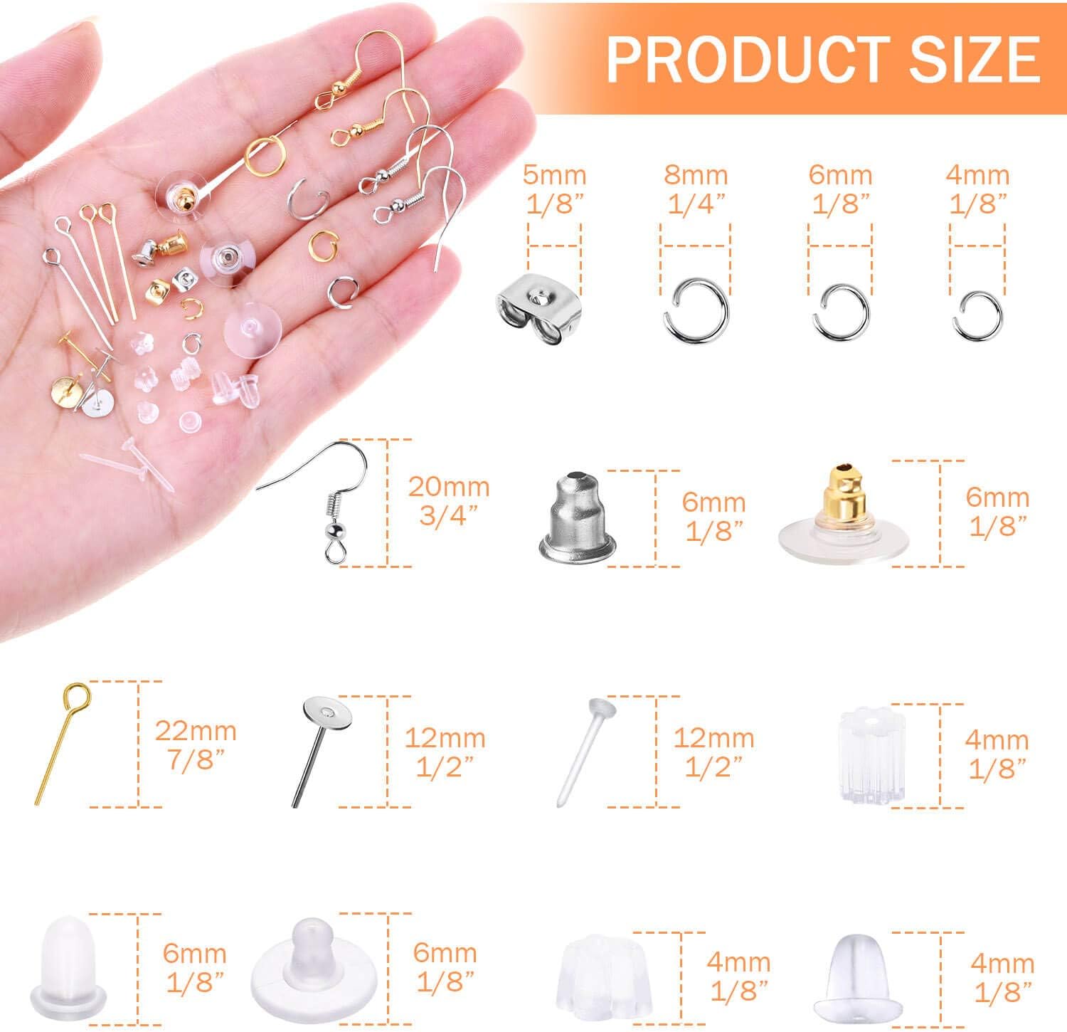 Alternative view of Anezus Earring Making Kit with Earring Hooks Findings, Earring Backs Posts, Jump Rings for Jewelry Making Supplies, 2320Pcs