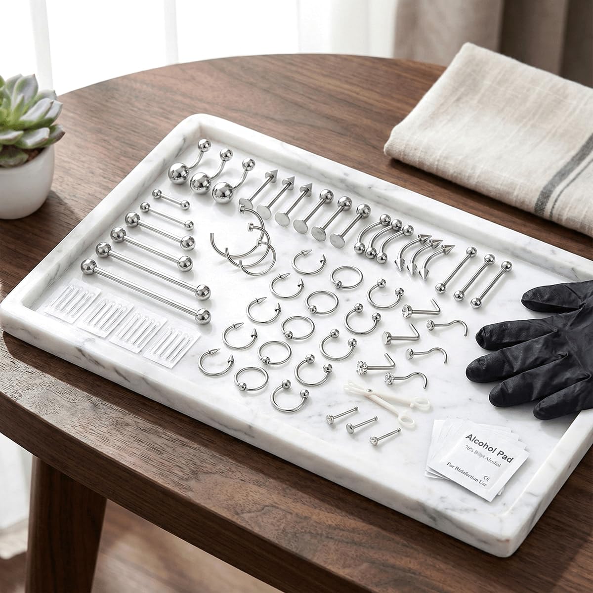 TKKUY 80PCS Nose Piercing Kit: Stainless Steel Body Piercing Jewelry with 12G, 14G, 16G, 20G Needles for Ear, Nose, Lip, Eyebrow