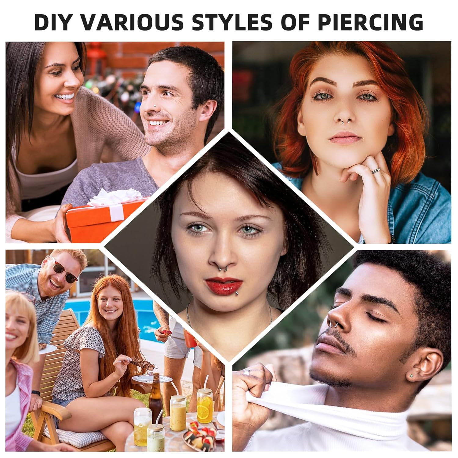 TKKUY 80PCS Nose Piercing Kit: Stainless Steel Body Piercing Jewelry with 12G, 14G, 16G, 20G Needles for Ear, Nose, Lip, Eyebrow - Image 6