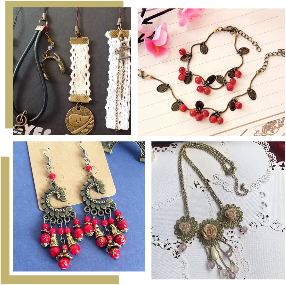 PH PandaHall About 870 Pcs Jewelry Finding Kits with Lobster Claw Clasps, Jump Ring, Ribbon Clamp End, Earring Hook, Flower Bead Cap, Cord End, Eye Pin, Head Pin, Extender Chain, Tip Knot, Drop End - Image 5