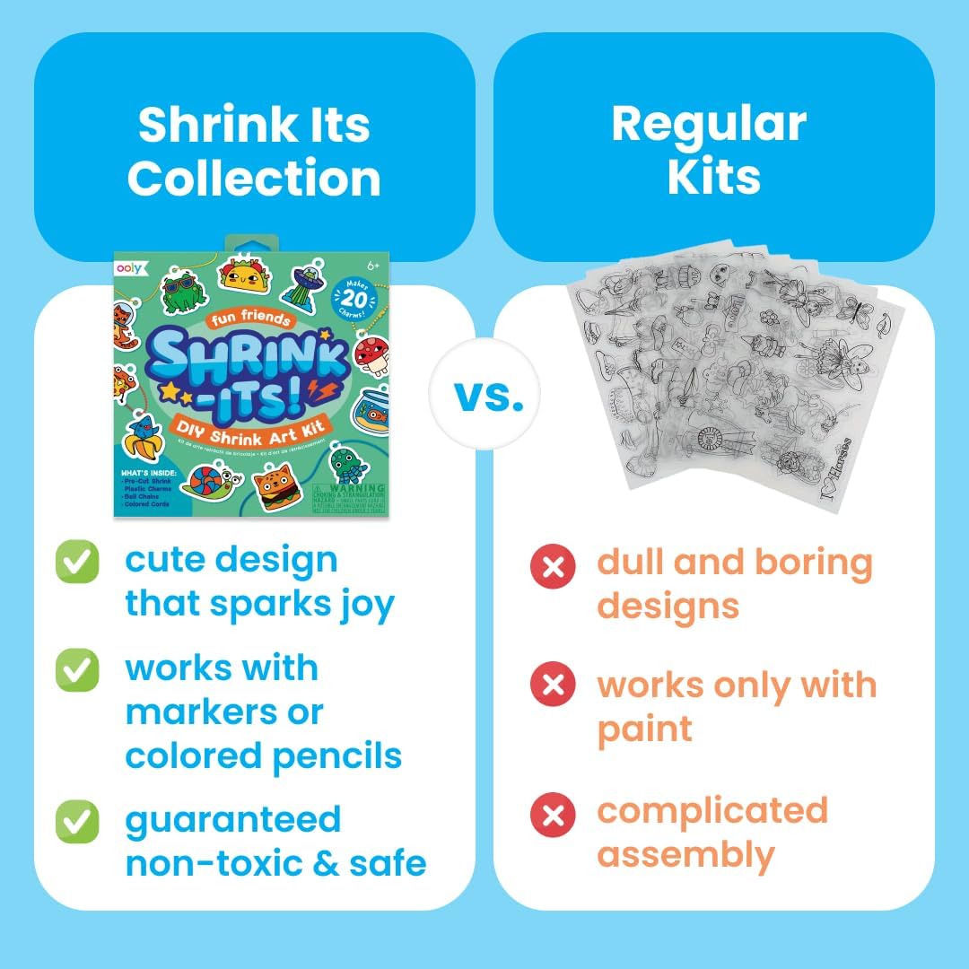 Alternative view of Ooly 28 PC DIY Shrinking Art Kit for Kids, 20 Plastic Pre Cut Charms and More, No Mess Creative Activity Jewelry Making Kit - Garden PALS