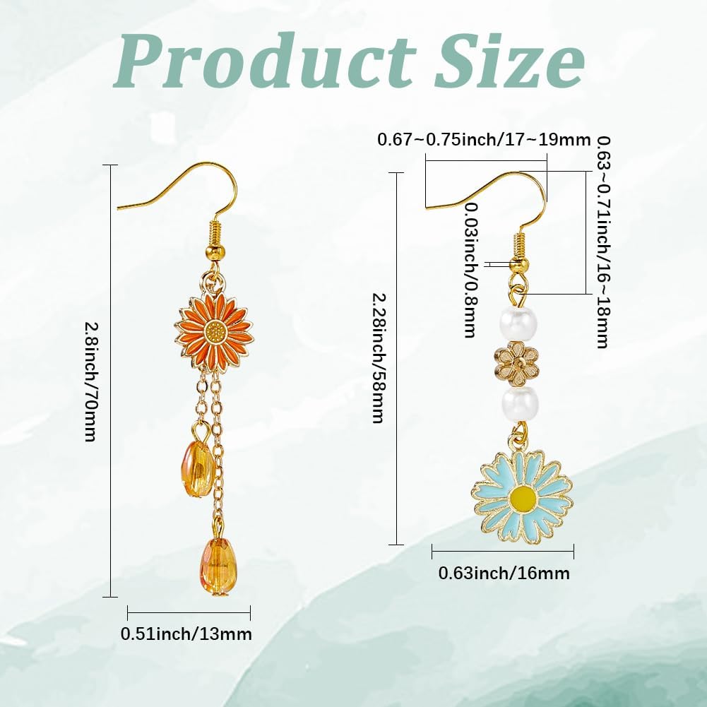 Alternative view of SUNNYCLUE 1 Box DIY 10 Pairs Thanksgiving Day Dangle Earring Making Kit Enamel Daisy Charms Yellow Autumn Light Gold Pink Flower Floral Charm for Jewelry Making Kits Starters Beginners Christmas DIY
