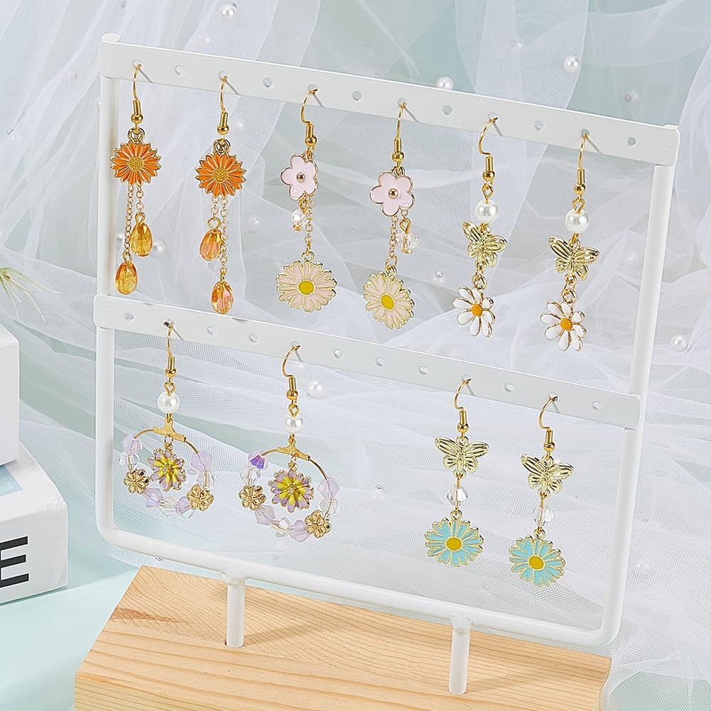 SUNNYCLUE 1 Box DIY 10 Pairs Thanksgiving Day Dangle Earring Making Kit Enamel Daisy Charms Yellow Autumn Light Gold Pink Flower Floral Charm for Jewelry Making Kits Starters Beginners Christmas DIY - Image 6