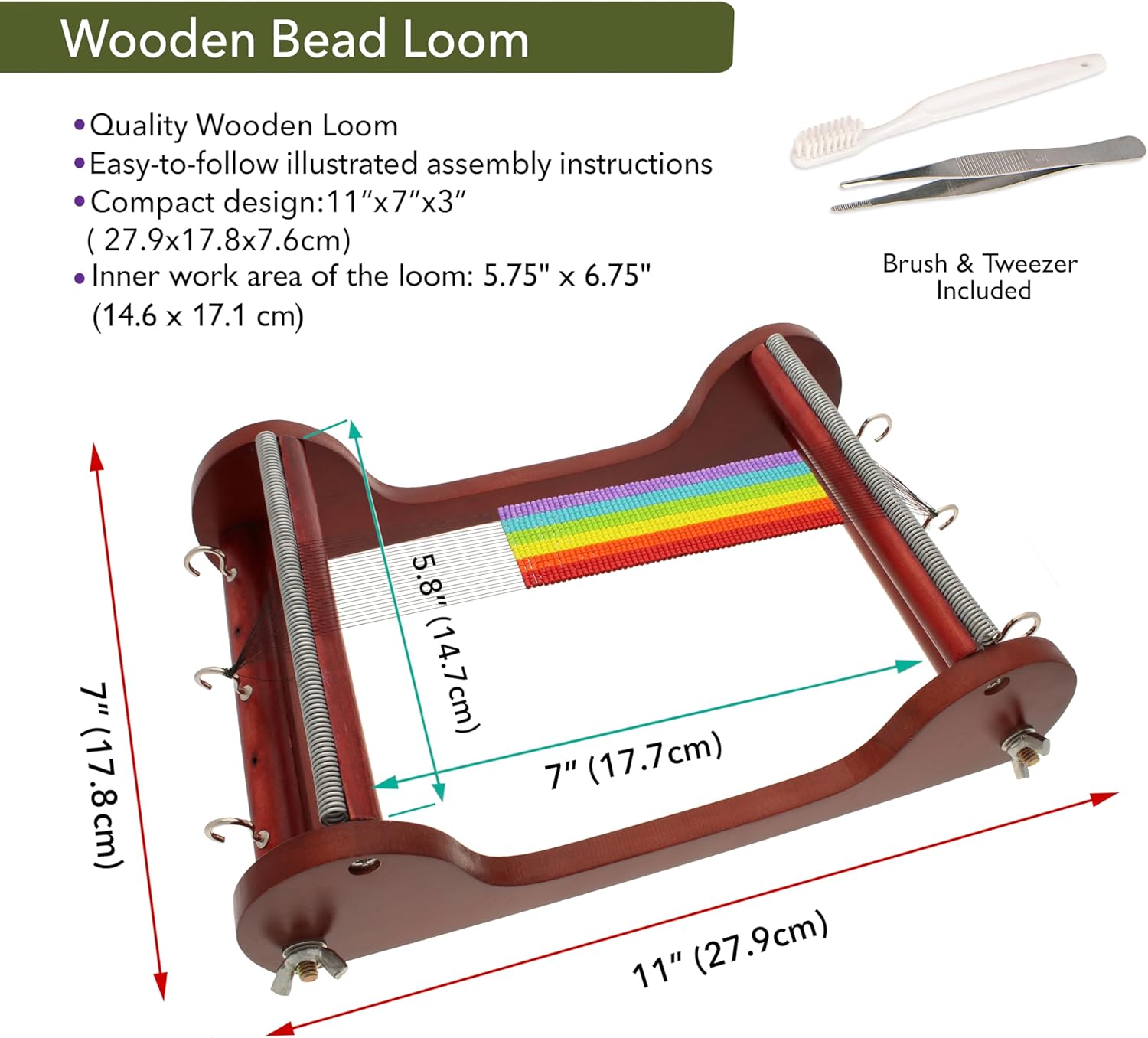 Alternative view of The Beadsmith Wooden Bead Loom, 11u201D x 7u201D x 3u201D, Includes Assembly Instructions, Use to Create Bracelets, Necklaces, Belts, and More