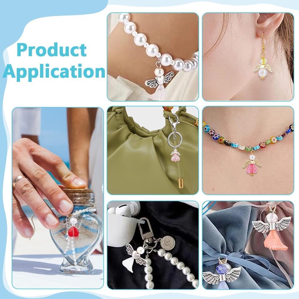 PH PandaHall 300pcs Angel Wing Charm Making Kit, Metal Angel Wing Pendants Making Accessory DIY Charm Set for Earrings Necklaces Bracelets Keychains DIY Crafts Jewelry Making - Image 4