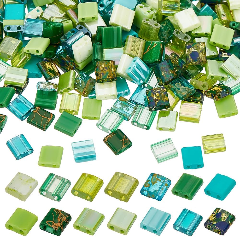 PH PandaHall 280pcs 14 Colors Glass Tila Beads Kit, Pink 2 Hole Seed Beads Square Carrier Beads Flat Spacer Beads Loose Craft Beads for DIY Multi-Strand Bracelet Necklace Jewelry Making, 5x4.5~5.5mm - Image 6