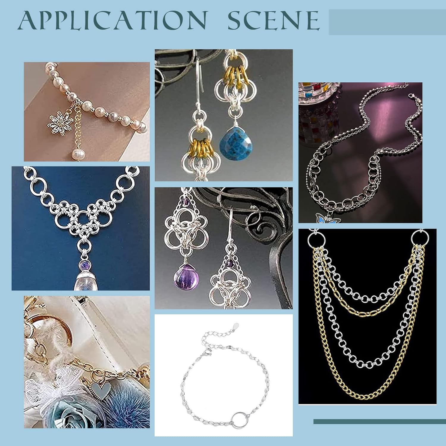 PH PandaHall 830pcs Jewelry Making Findings Stainless Steel, 680pcs 5 Styles Jump Rings 90pcs 3 Styles Lobster Claw Clasps 30pcs 40mm Extender Chains 30pcs Chain Drop for DIY Bracelet Necklace - Image 4