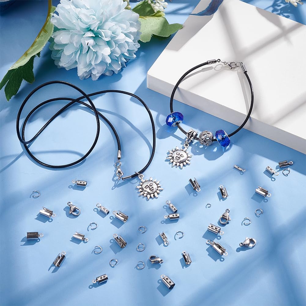 PH PandaHall Jewelry Making Kit, 200 pcs 304 Stainless Steel Fold Over Crimp Cord Ends 200 pcs Jump Rings 50 pcs Lobster Claw Clasps for Earring Bracelet Necklace Jewelry DIY Craft Making, 450 Pcs/Set - Image 4