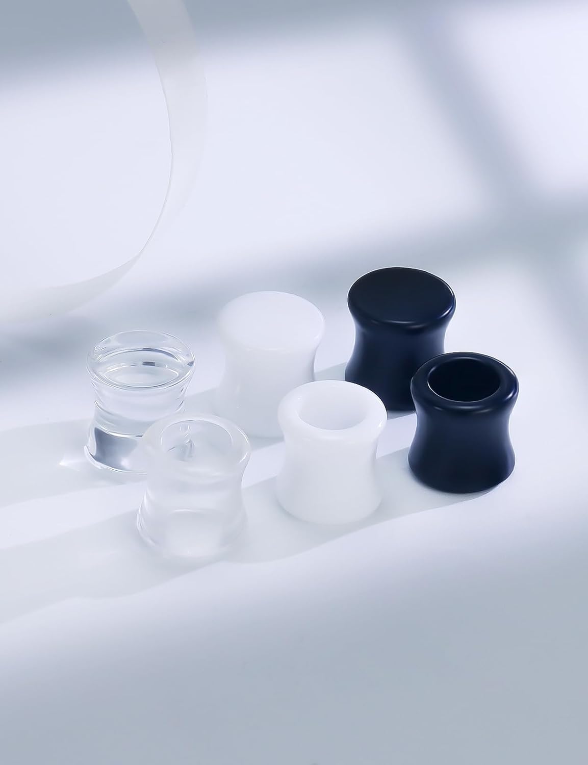 Qiwnswoy Ears Gauges Tunnels Plugs for Women Acrylic Solid Tunnel Ear Gauge Stretching Kit 6G to 1 1/4 Inch (4MM- 30MM) Expander Stretcher Plug Earrings Piercing Jewelry for Women Black White Clear