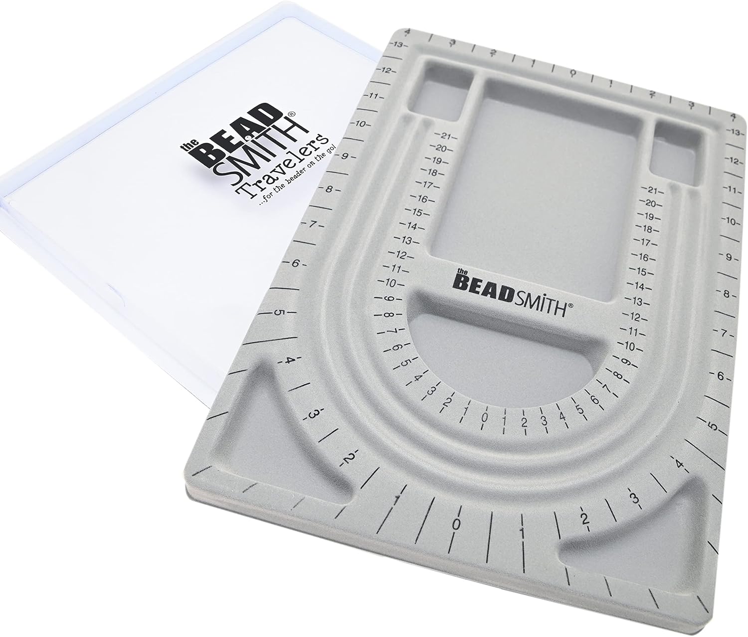 The Beadsmith Bead Board with Cover, Grey Flocked, 3 U-Shaped Channels, 6 Recessed Compartments,13.25H x 9.75L inches, Design Boards for Creating Bracelets, Necklaces and Other Jewelry - Image 5
