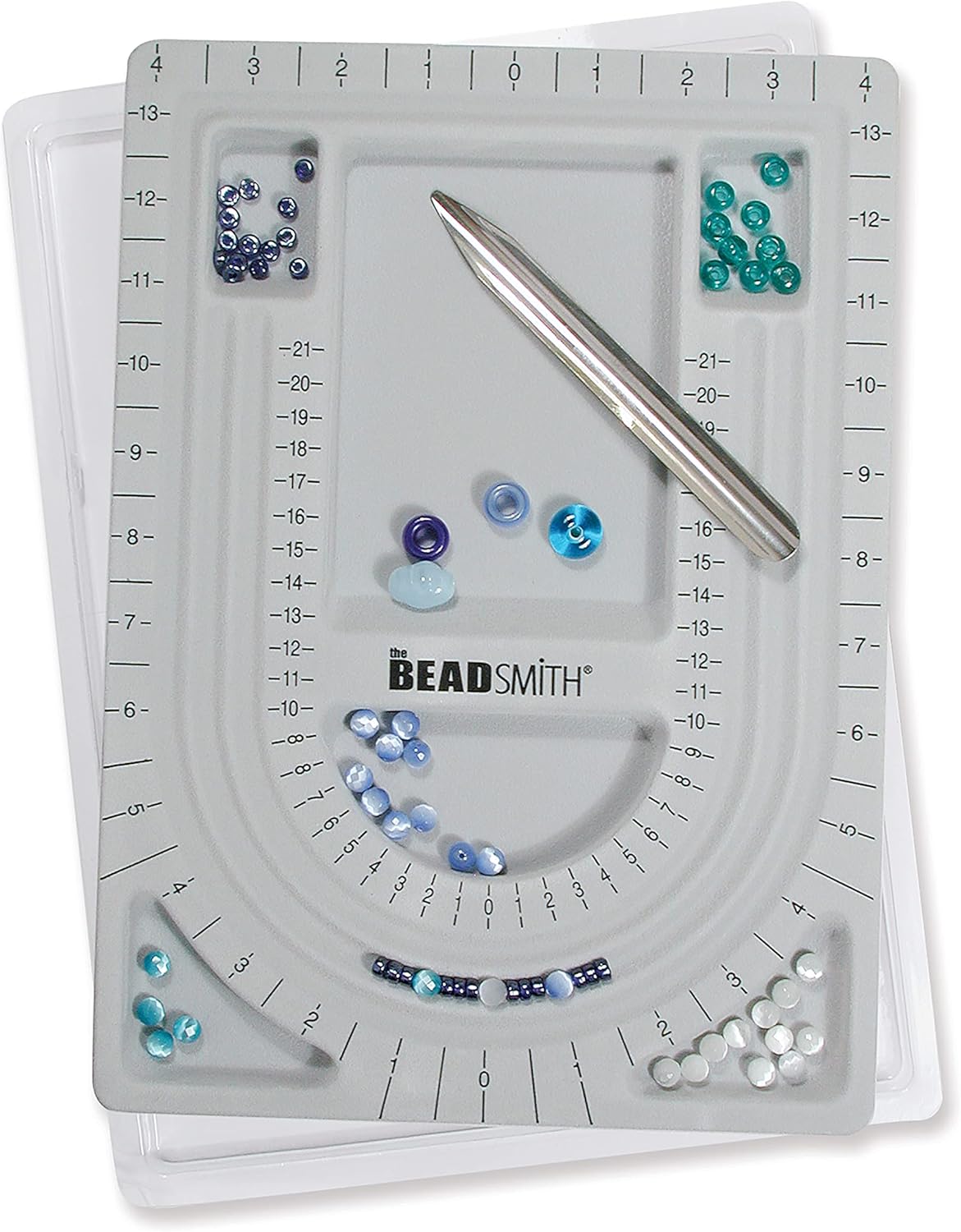 The Beadsmith Bead Board with Cover, Grey Flocked, 3 U-Shaped Channels, 6 Recessed Compartments,13.25H x 9.75L inches, Design Boards for Creating Bracelets, Necklaces and Other Jewelry - Image 6