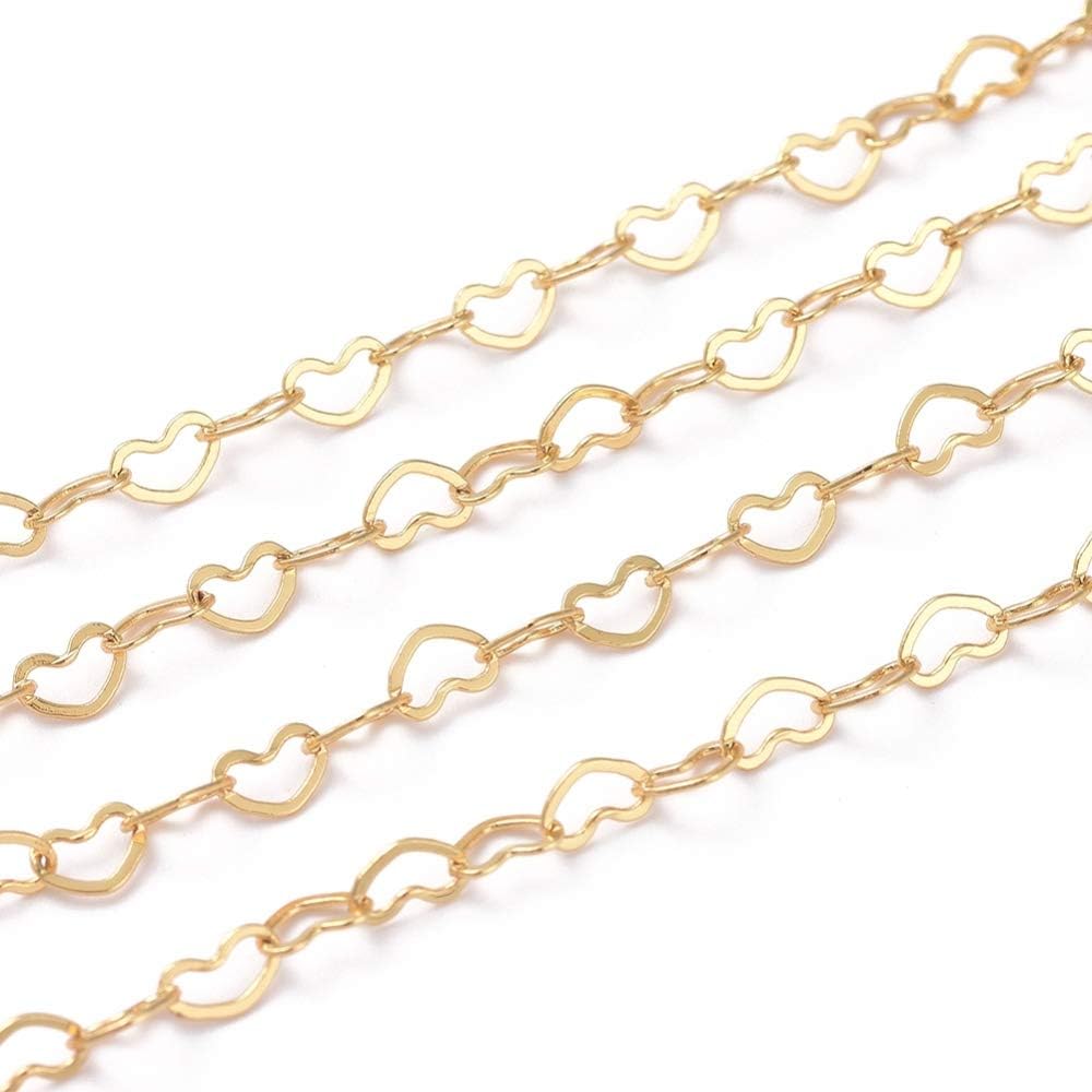 Pandahall 16.4 Feet 18K Gold Plated Brass Heart Link Chains 3x5x0.5mm Soldered Brass Cable Chains with Spool for Bracelet Necklace Jewelry Making - Image 6
