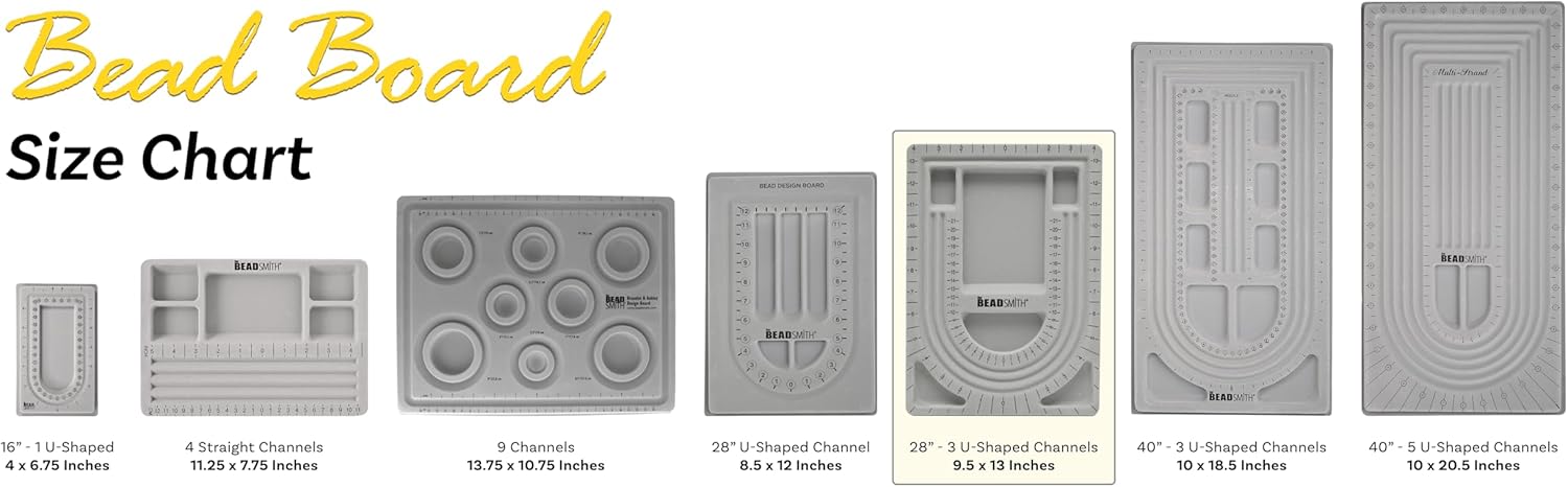 The Beadsmith Bead Board with Cover, Grey Flocked, 3 U-Shaped Channels, 6 Recessed Compartments,13.25H x 9.75L inches, Design Boards for Creating Bracelets, Necklaces and Other Jewelry - Image 7