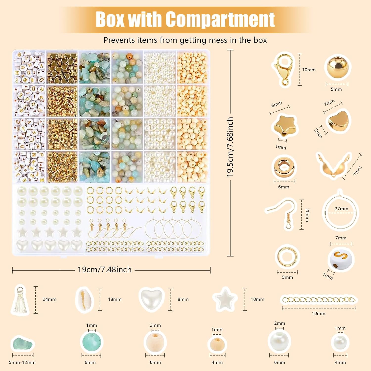 Alternative view of Lisaruq Jewelry Making kit, 20+Varieties, 300+Natural Stone Beads, 1700+Beads 、Accessories and Storage Box, can DIY 50+Bracelets, Necklaces, Earrings，Rings, etc. Suitable for Adults