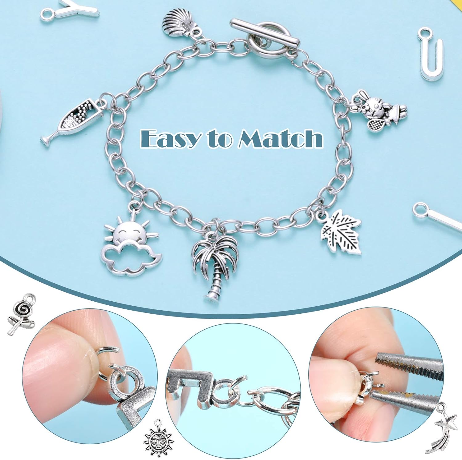 Alternative view of Highergo 469 Pcs Bangles Bracelet Making Kit Link Chain Bracelet Charms with OT Toggle Clasp DIY