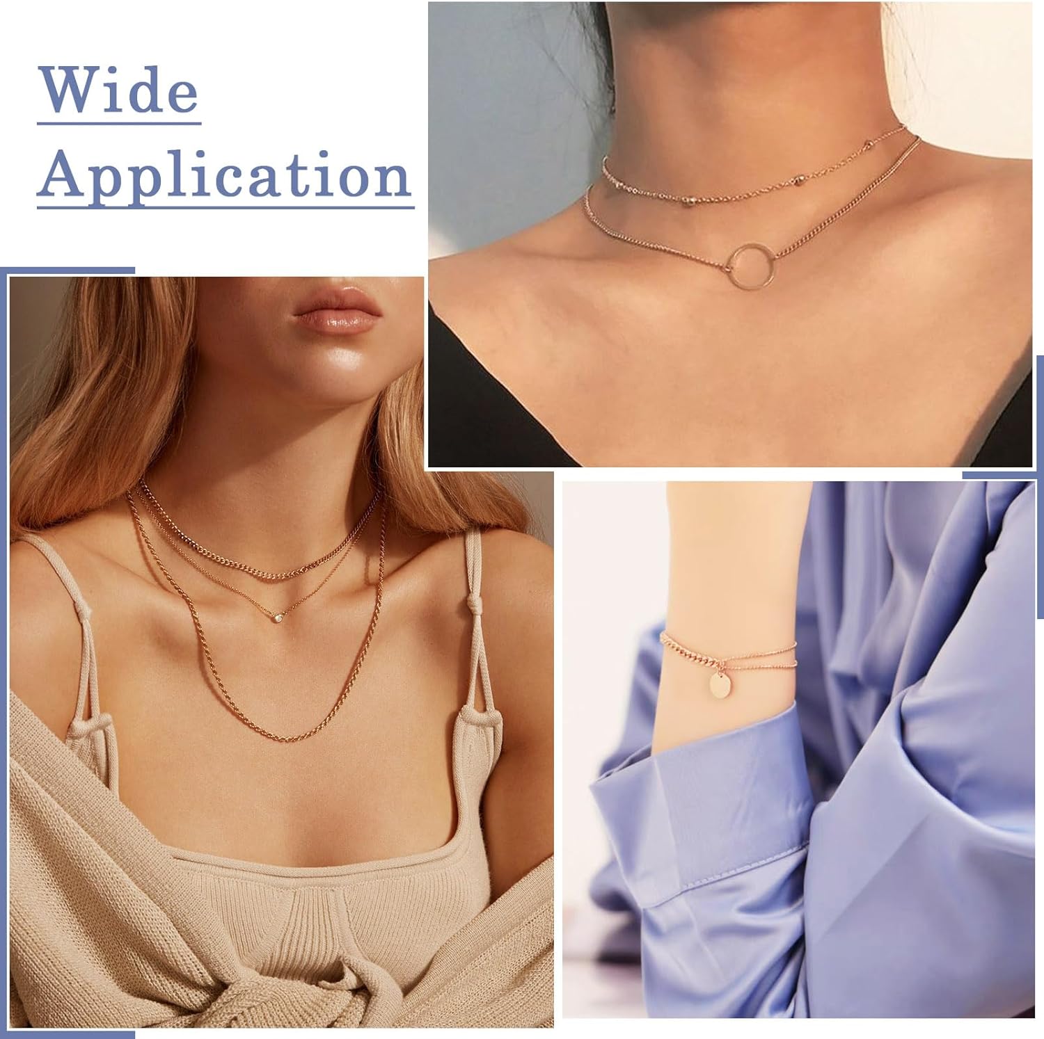 Alternative view of Pandahall 16.4 Feet Real Rose Gold Plated Brass Curb Chain Unwelded Twisted Jewelry Link Chains Bracelet Necklace Making Kit with Lobster Claw Clasps Jump Rings for DIY Jewelry Making